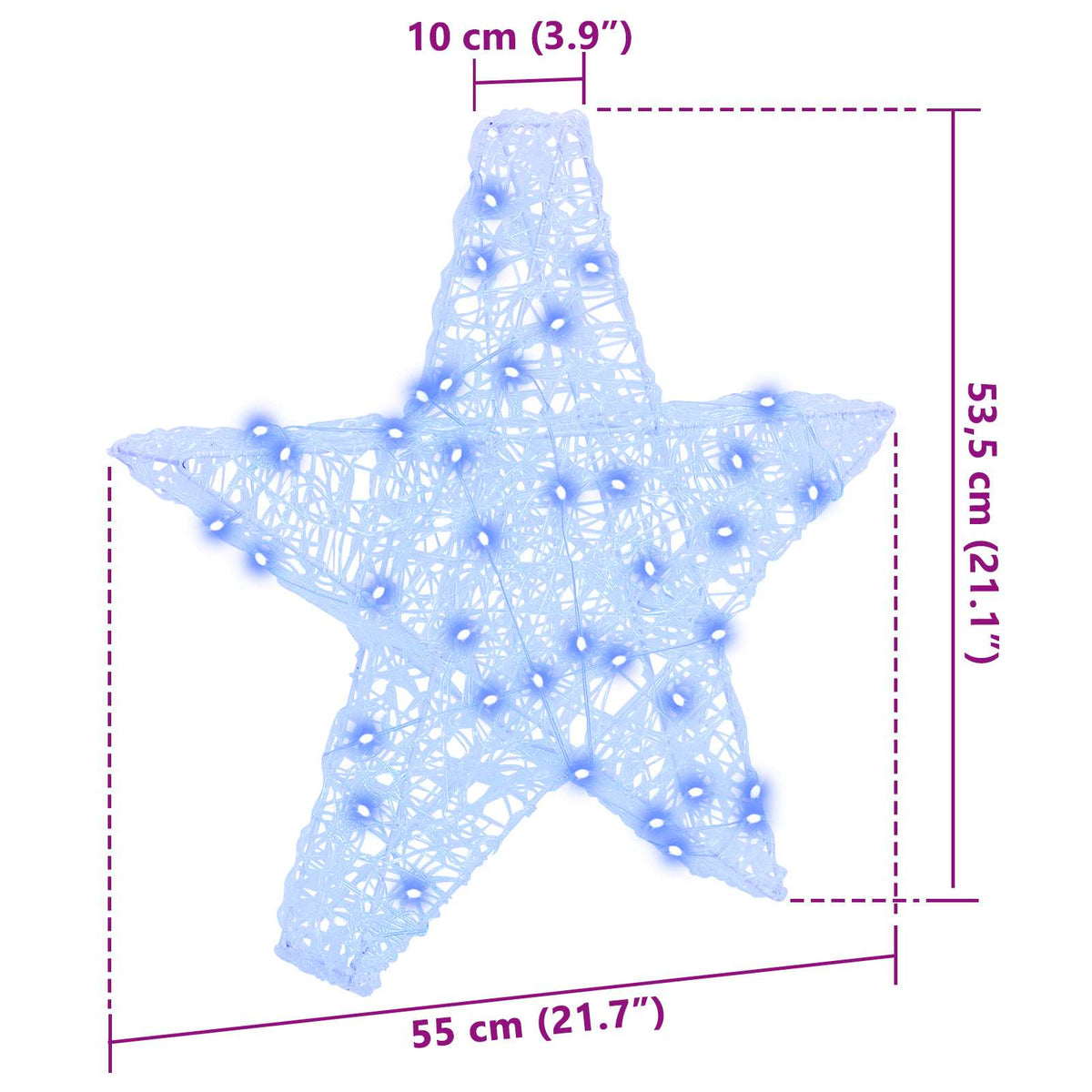 3D Star Blue 55 x 53.5 x 10 cm Acrylic 50 LEDs