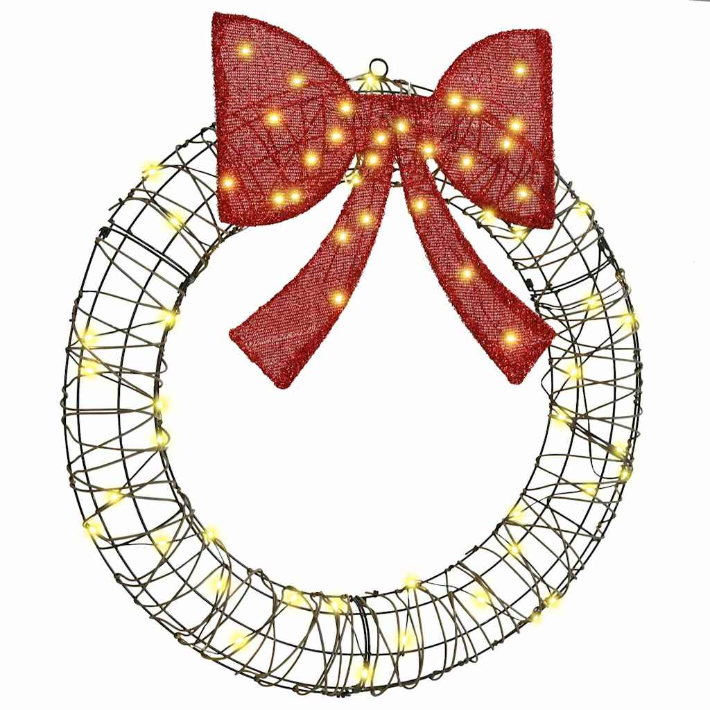 Wreath Warm white 75 x 75 x 8 cm Rattan 60 LEDs