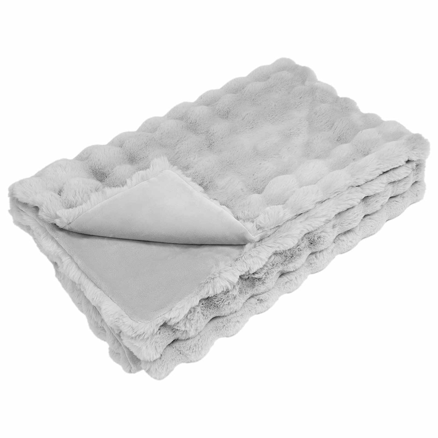 Anti-Slip Faux Rabbit Fur Blanket Olite Grey 240 x 270 cm