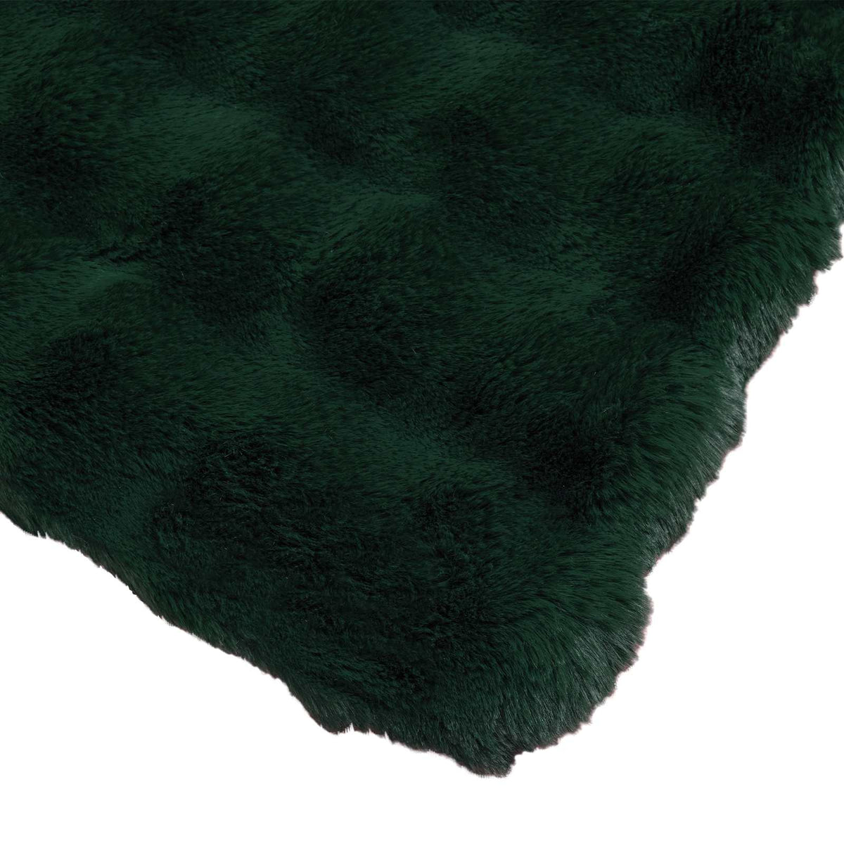 Anti-Slip Faux Rabbit Fur Blanket OLITE 4 pcs Dark Green