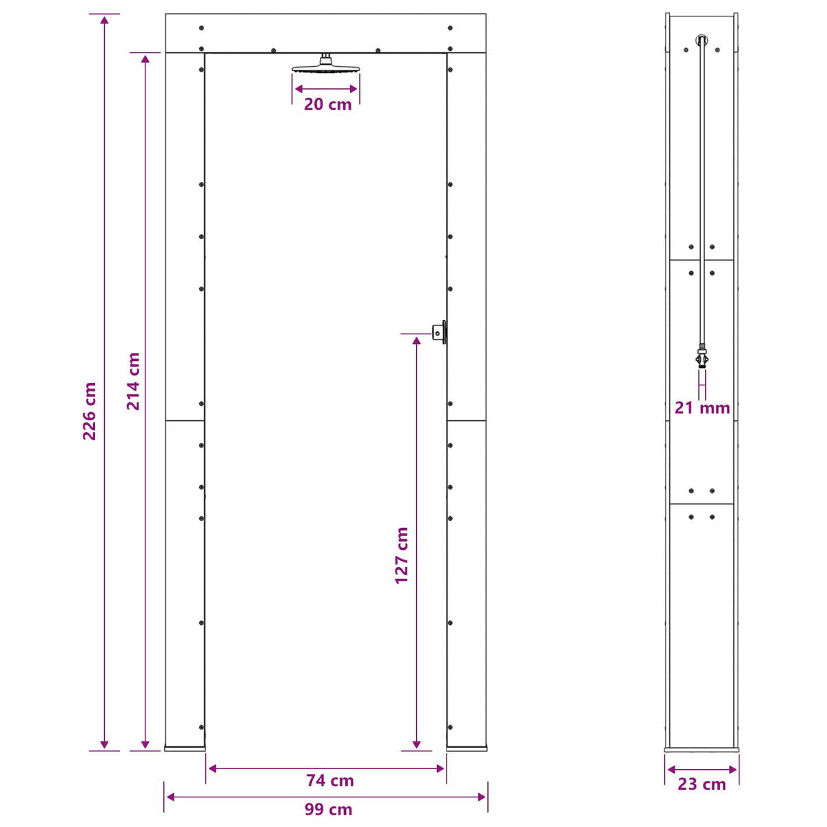 Outdoor Shower 226 cm Solid Douglas Wood and Stainless Steel