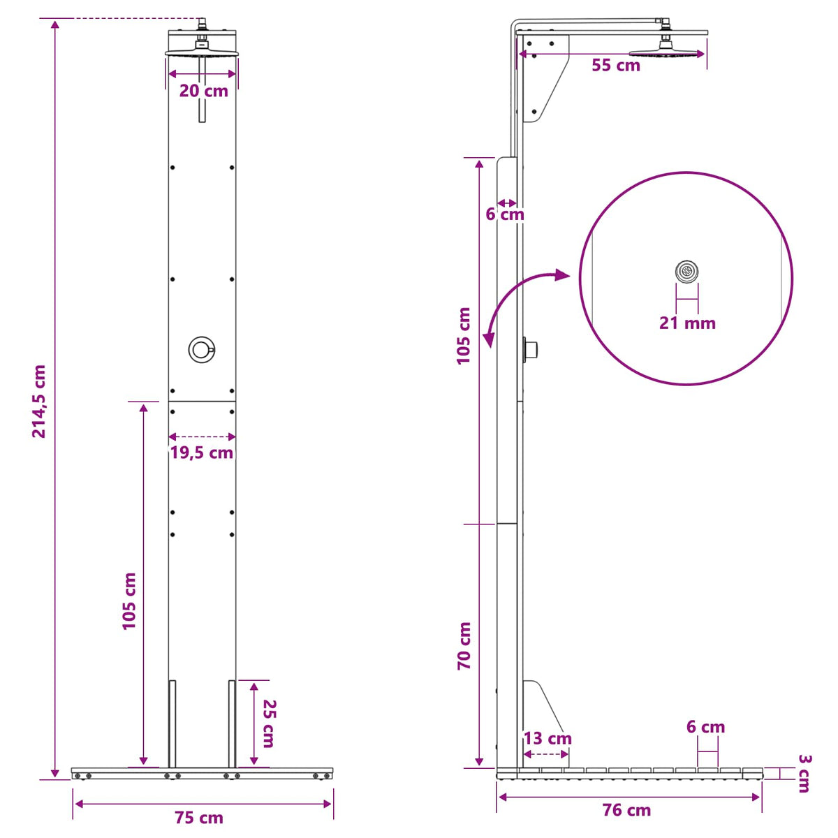 Outdoor Shower 214.5 cm Natural