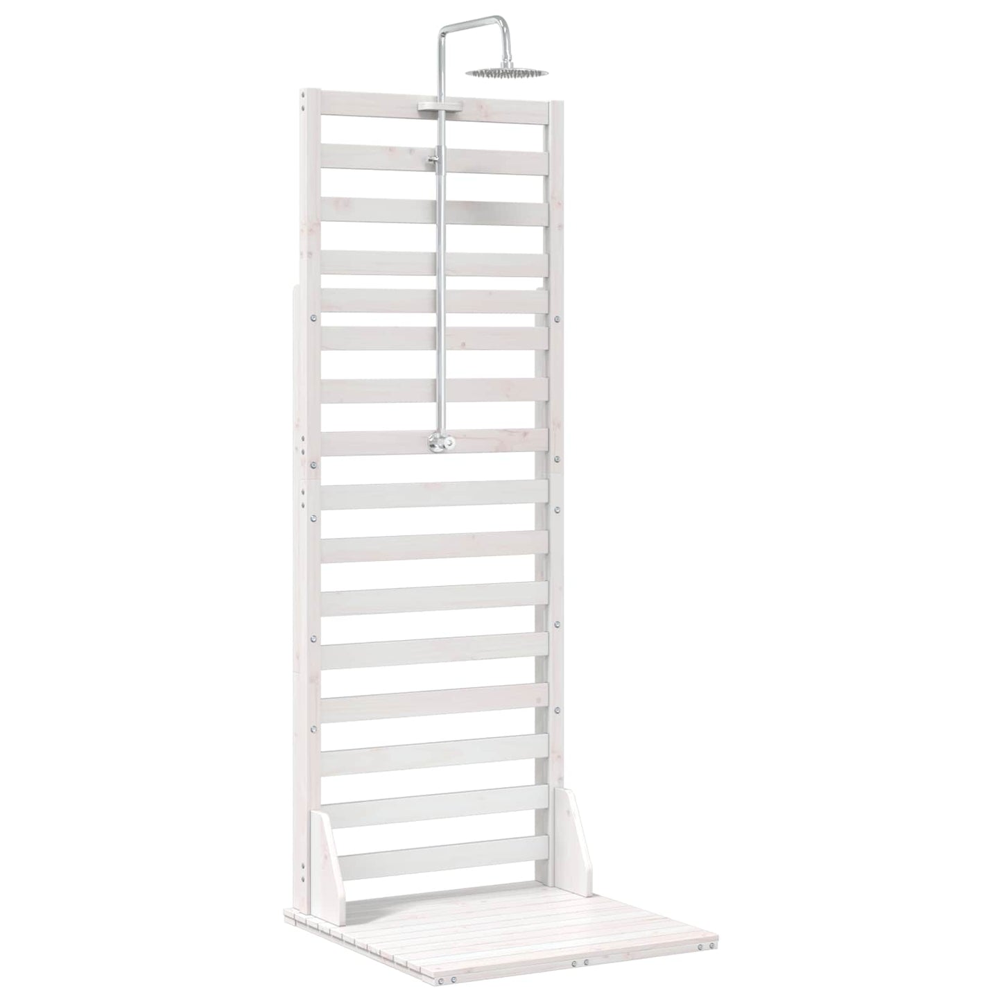 Outdoor Shower 225 cm Solid Pine Wood and Stainless Steel White