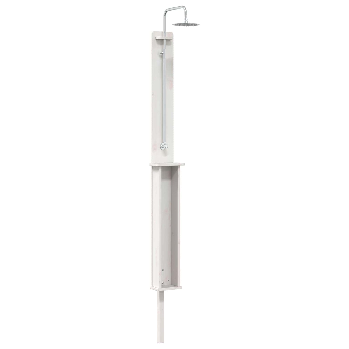 Outdoor Shower 246 cm Solid Pine Wood and Stainless Steel White