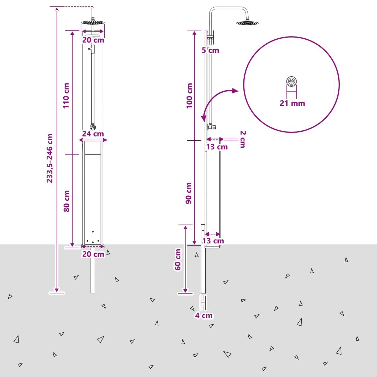 Outdoor Shower 246 cm Solid Douglas Wood and Stainless Steel