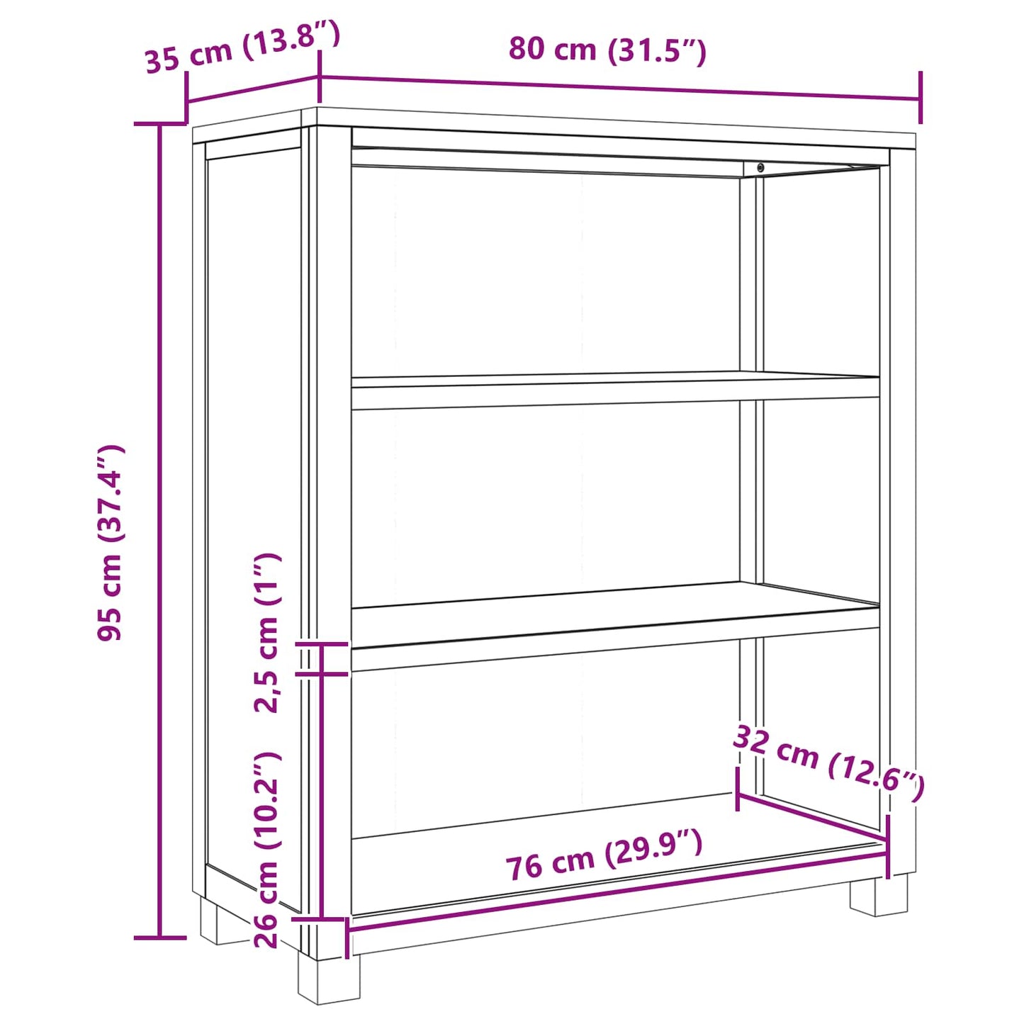 Cabinet with Storage Brown 80 x 35 x 95 cm Solid Oak Wood
