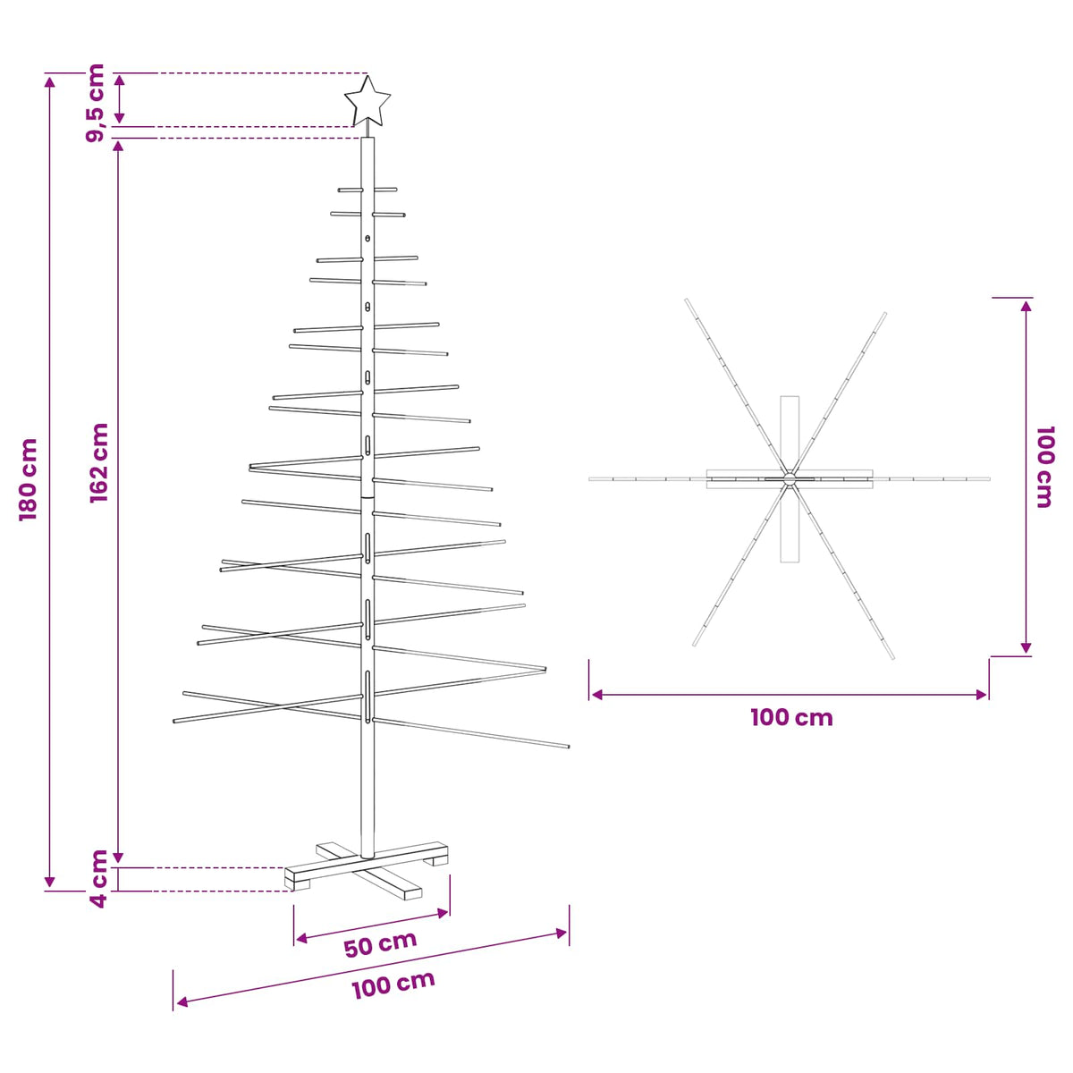 Wooden Christmas Tree KOTKA 180 cm Bamboo and Solid Pine Wood
