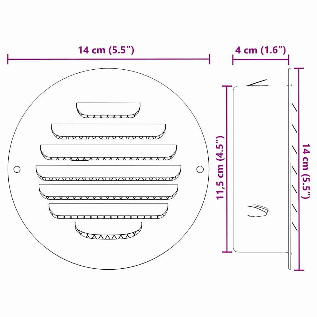 Air Vent Covers 4 pcs Silver 125 mm Stainless Steel