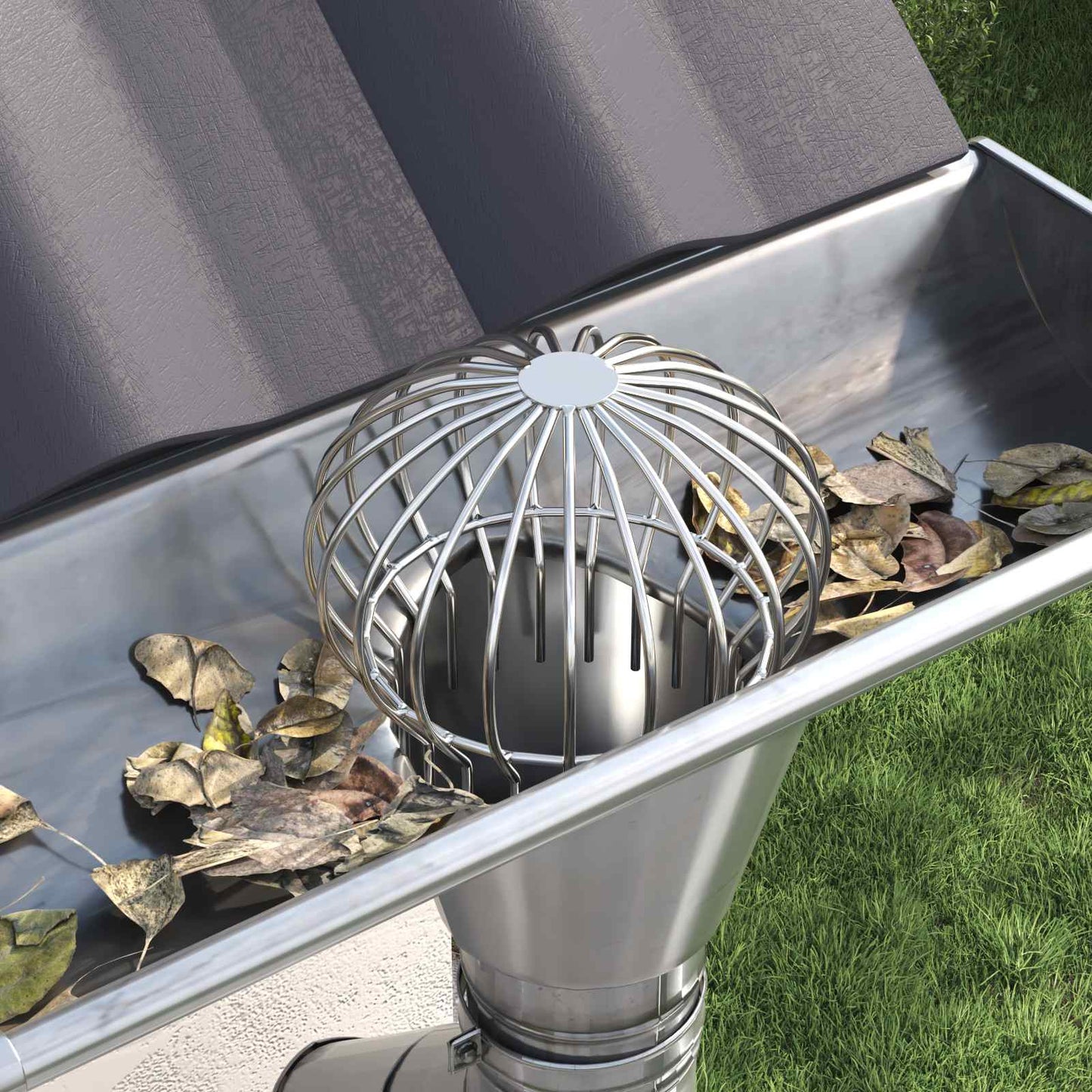 Gutter Leaf Guard 2 pcs Silver 200 mm Stainless Steel