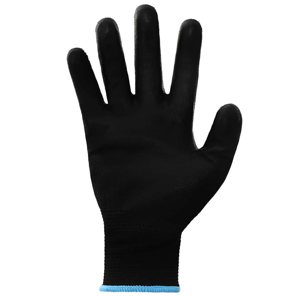 Work Gloves 12 pcs Black 9 / L Polyester