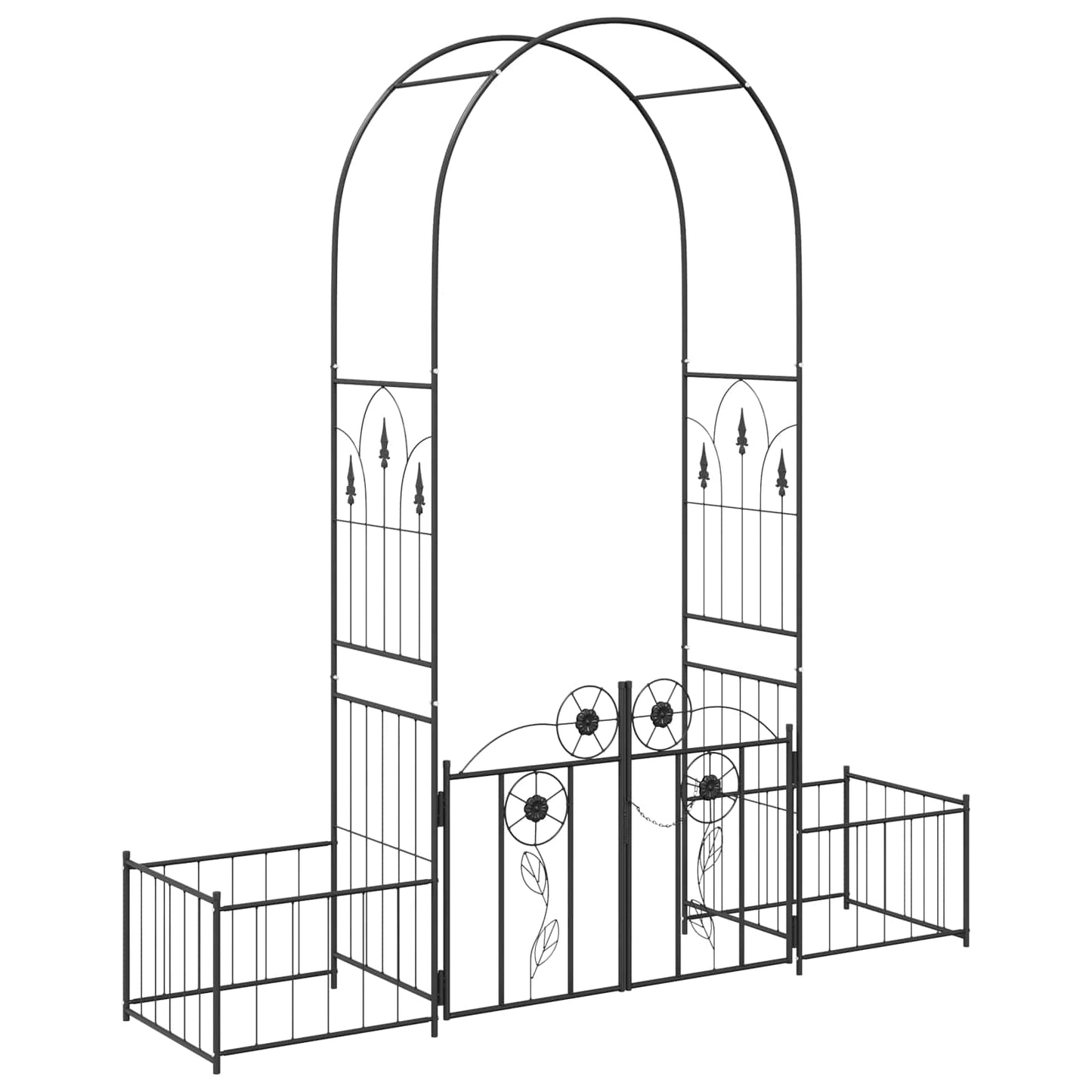 Garden Arch Black 203 x 50 x 218 cm Steel
