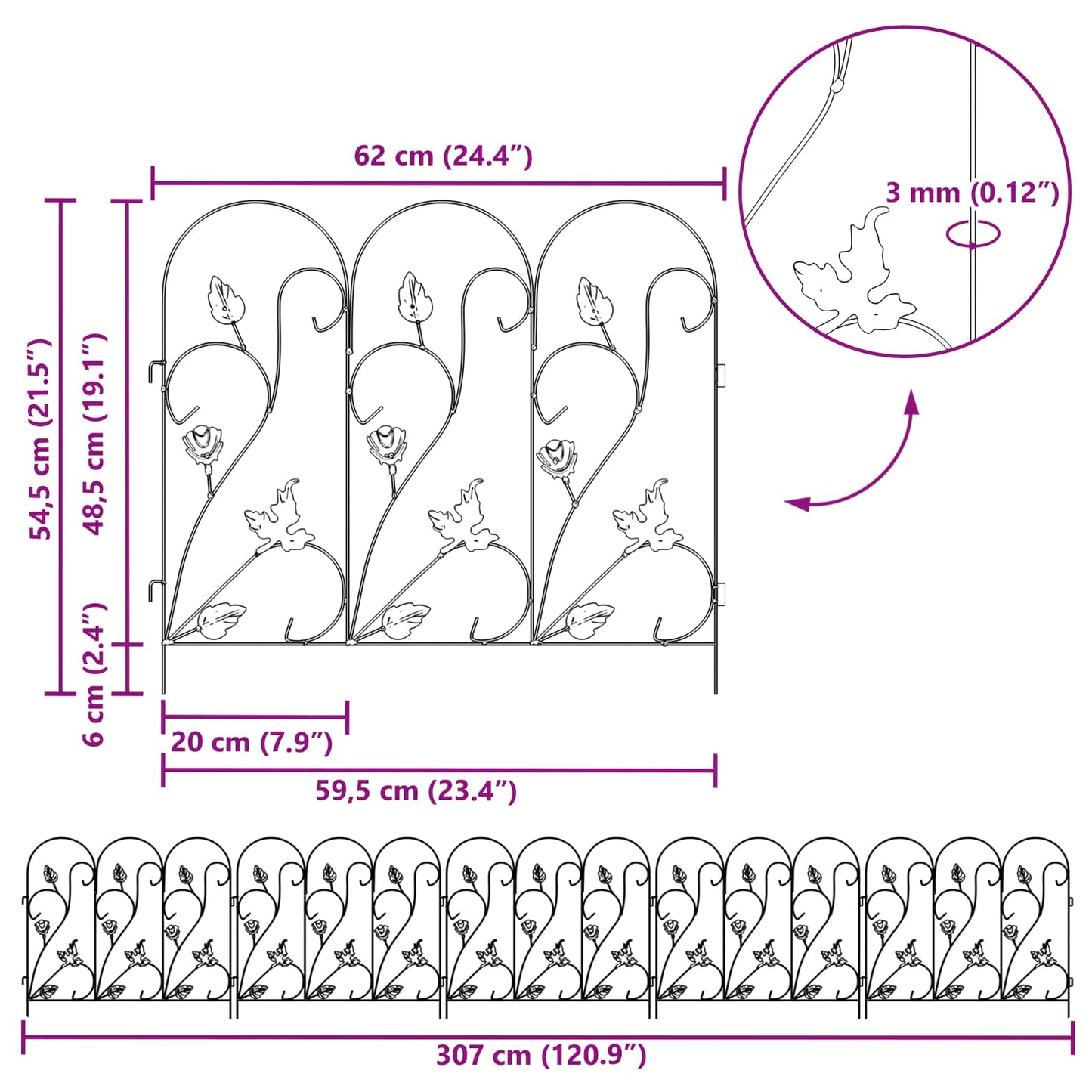 Garden Fence 5 pcs Steel Green