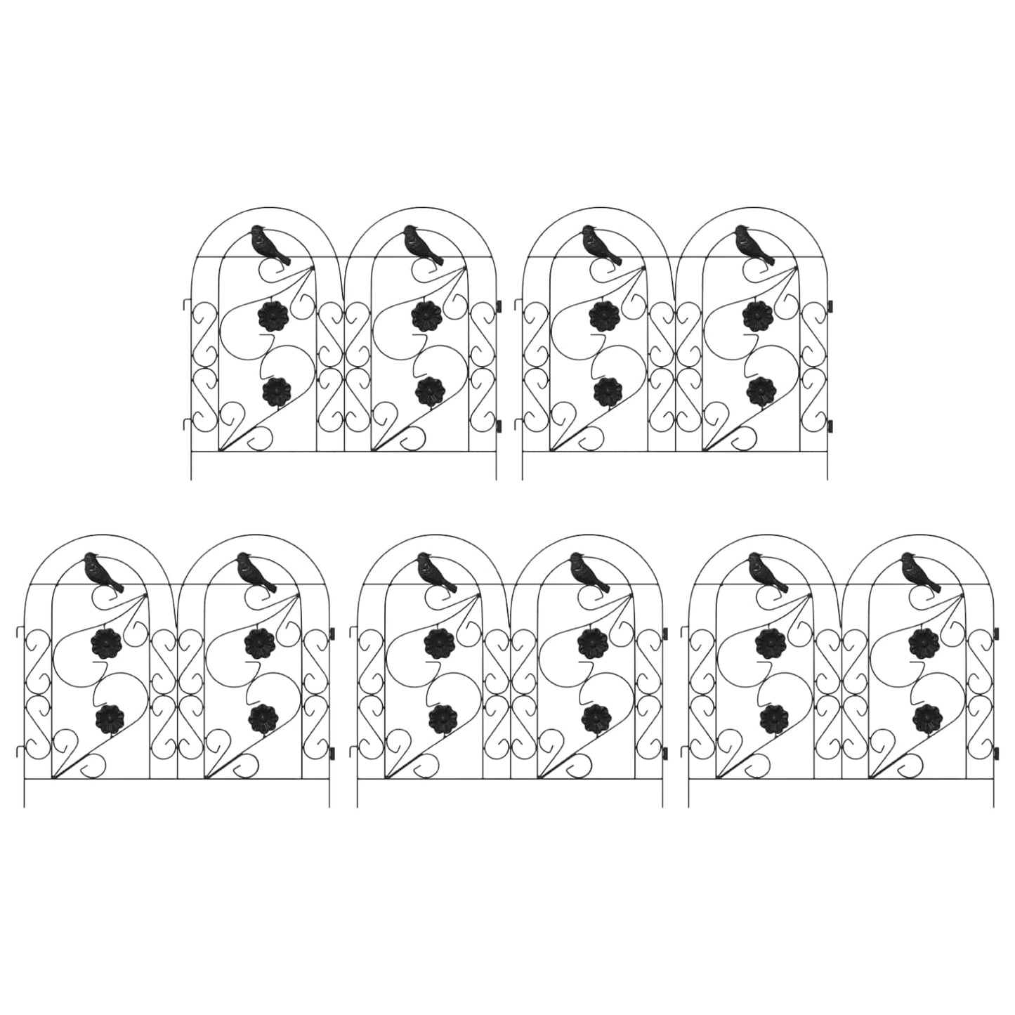 Garden Fence 5 pcs Steel Black