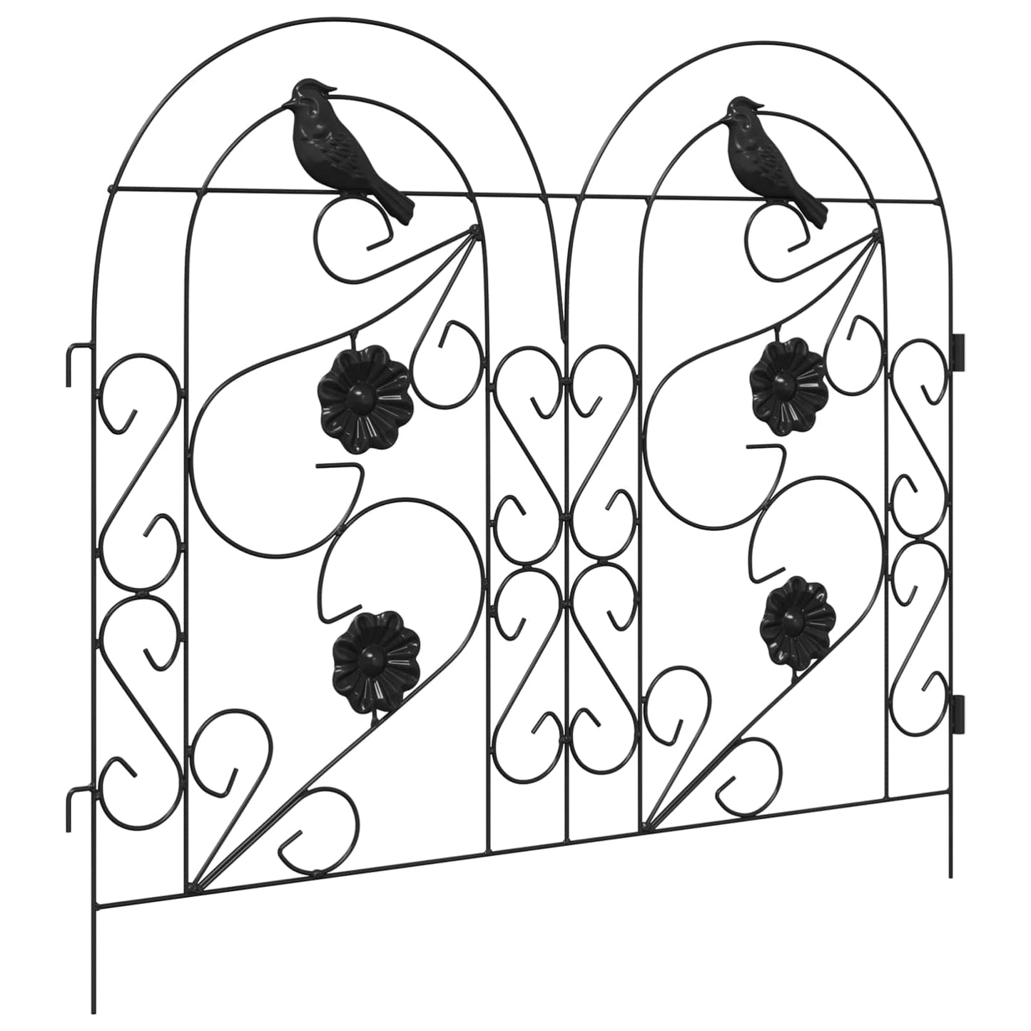 Garden Fence 5 pcs Steel Black
