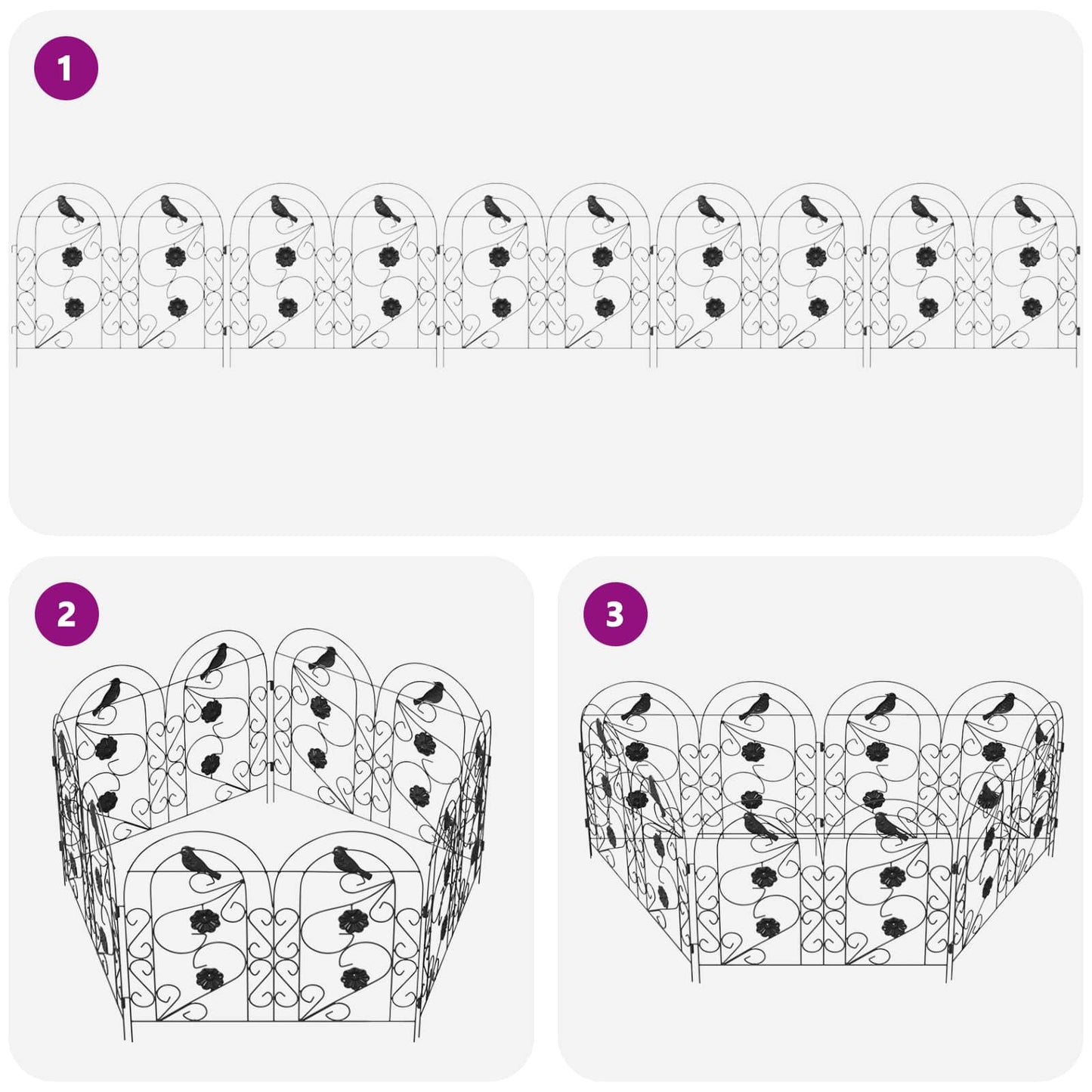 Garden Fence 5 pcs Steel Black