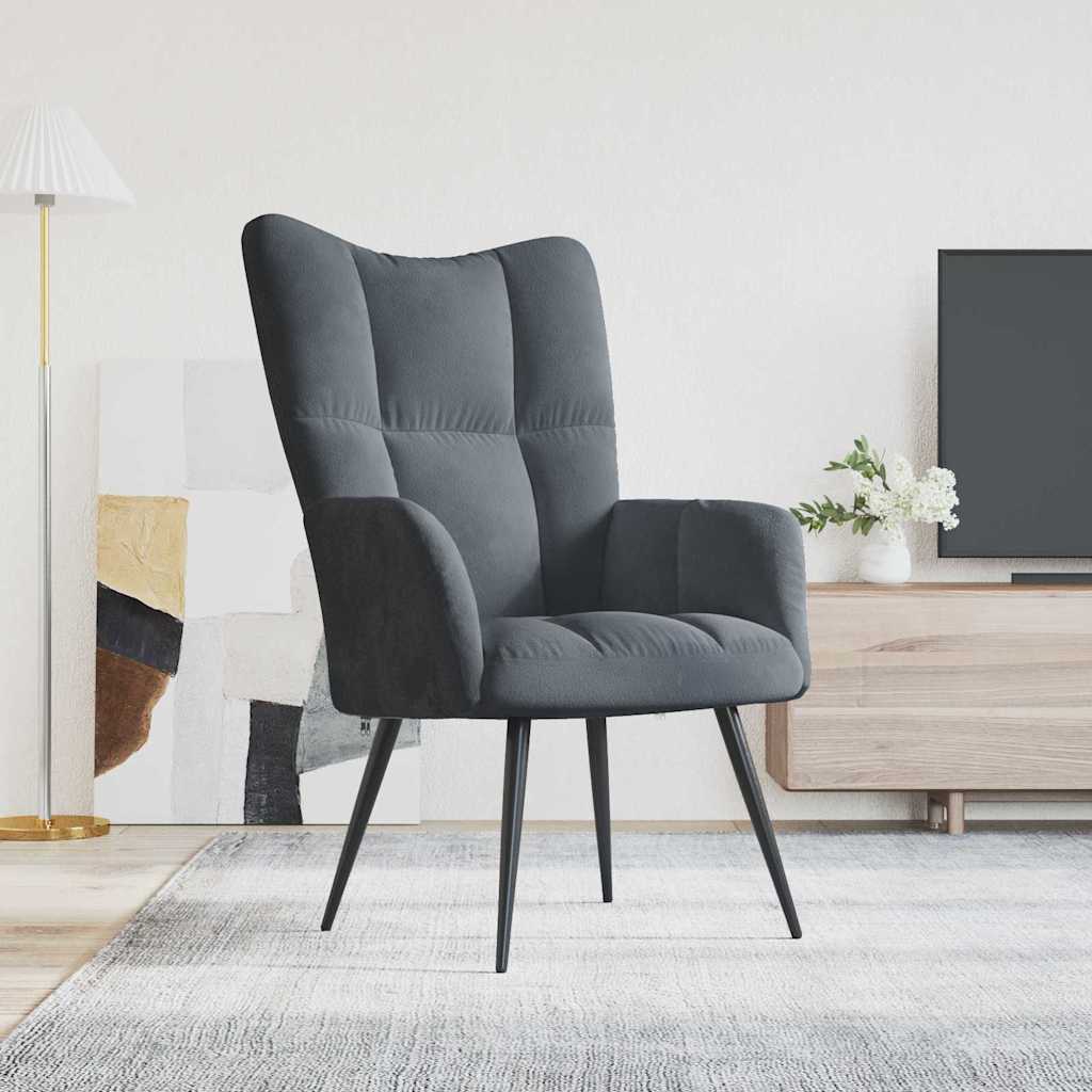 Relaxing Chair Dark Grey Velvet