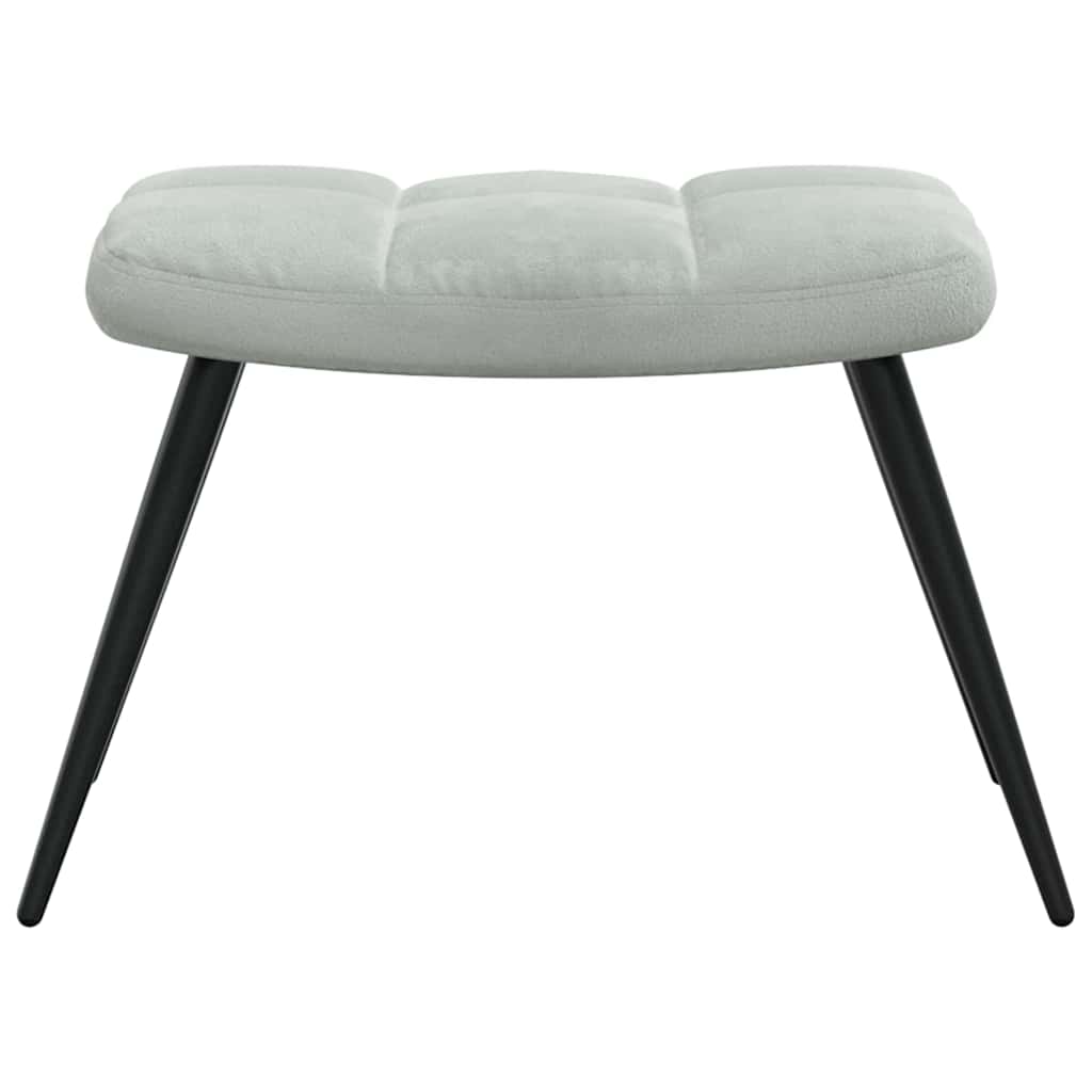 Relaxing chair with Footstool Light Grey Velvet