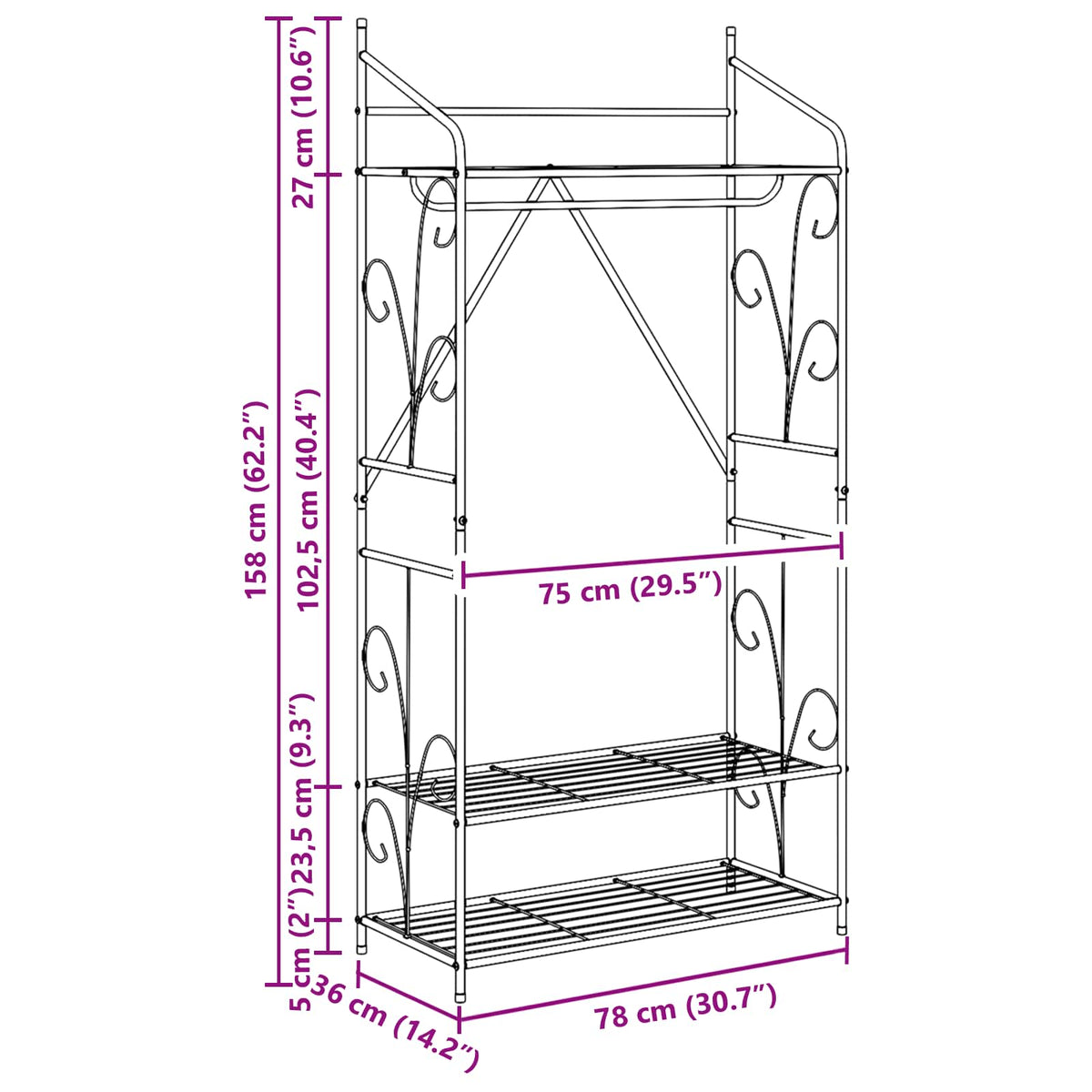 Open Wardrobe 2 pcs Black 78 x 36 x 158 cm Steel