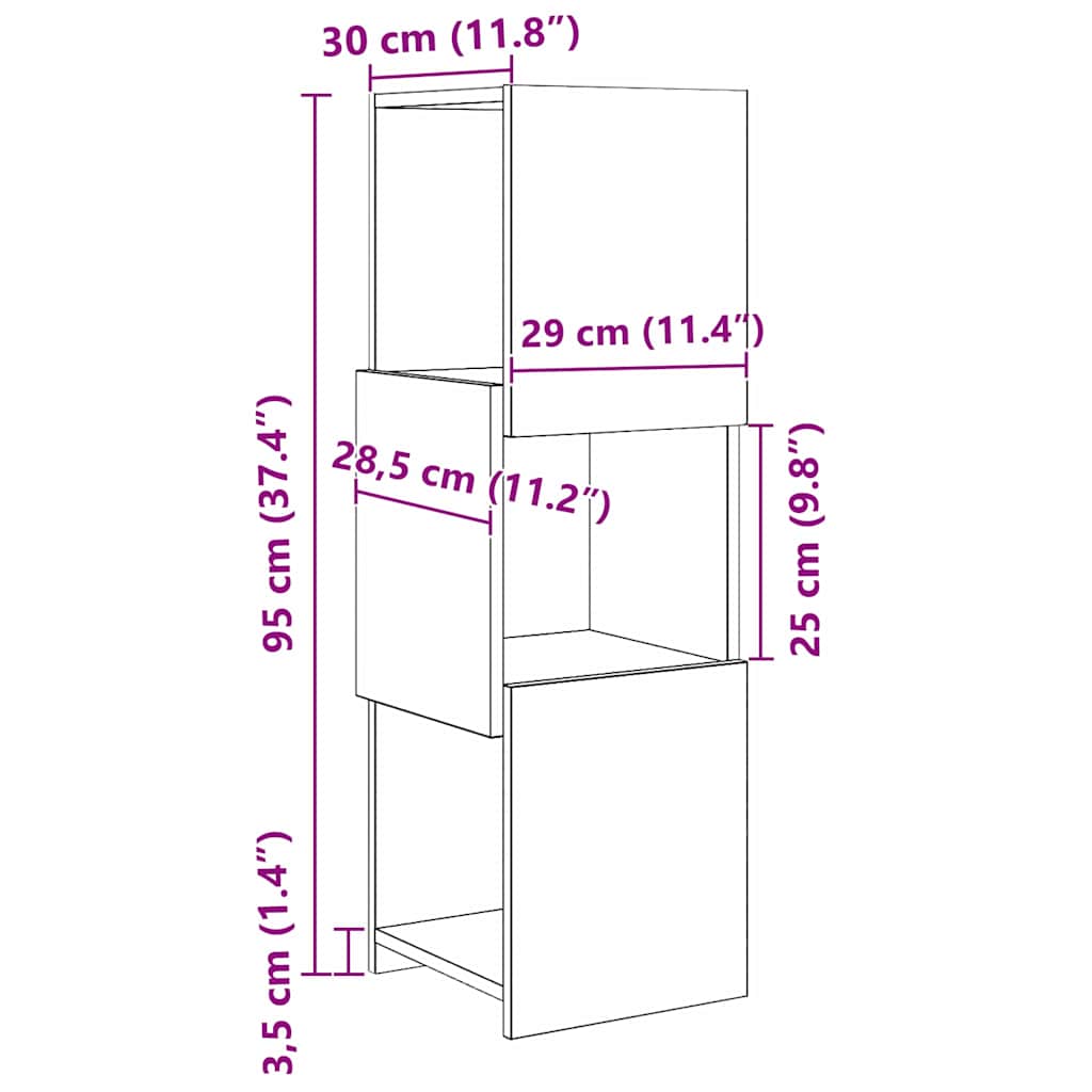 Corner Cabinet 30.5x30x95cm Engineered Wood Old Wood