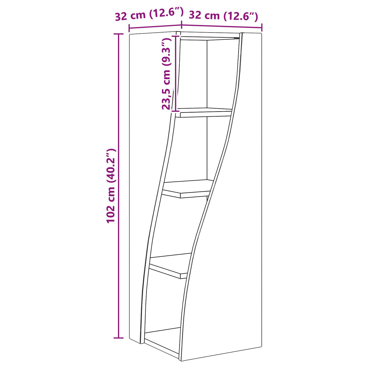 Corner Cabinet 32x32x102cm Engineered Wood Concrete Grey