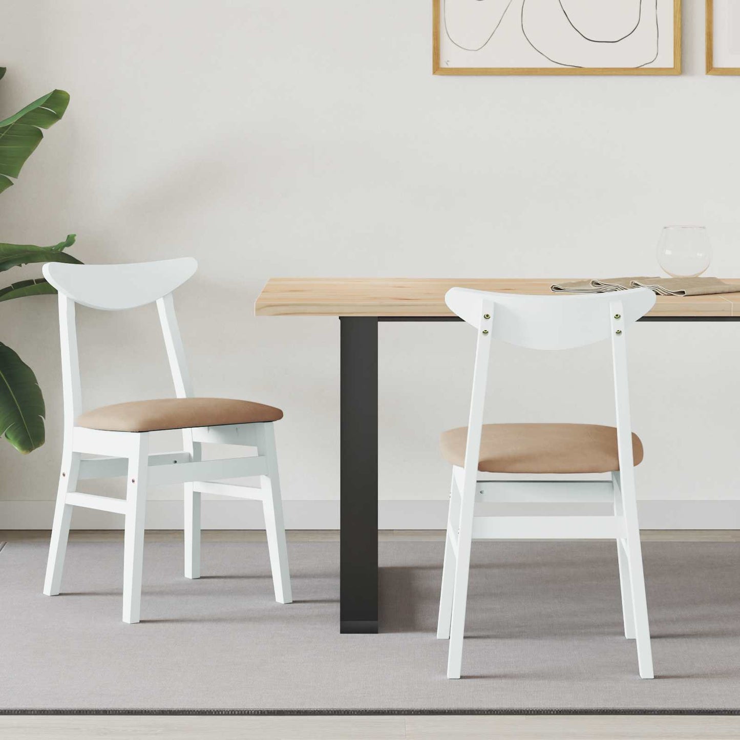 Dining Chairs 2 pcs Solid Rubber Wood White 42 x 47.5 x 81 cm