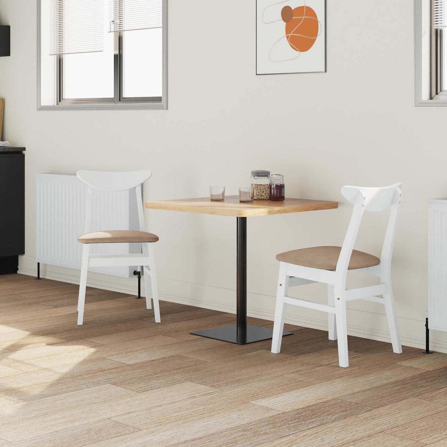 Dining Chairs 2 pcs Solid Rubber Wood White 42 x 47.5 x 81 cm