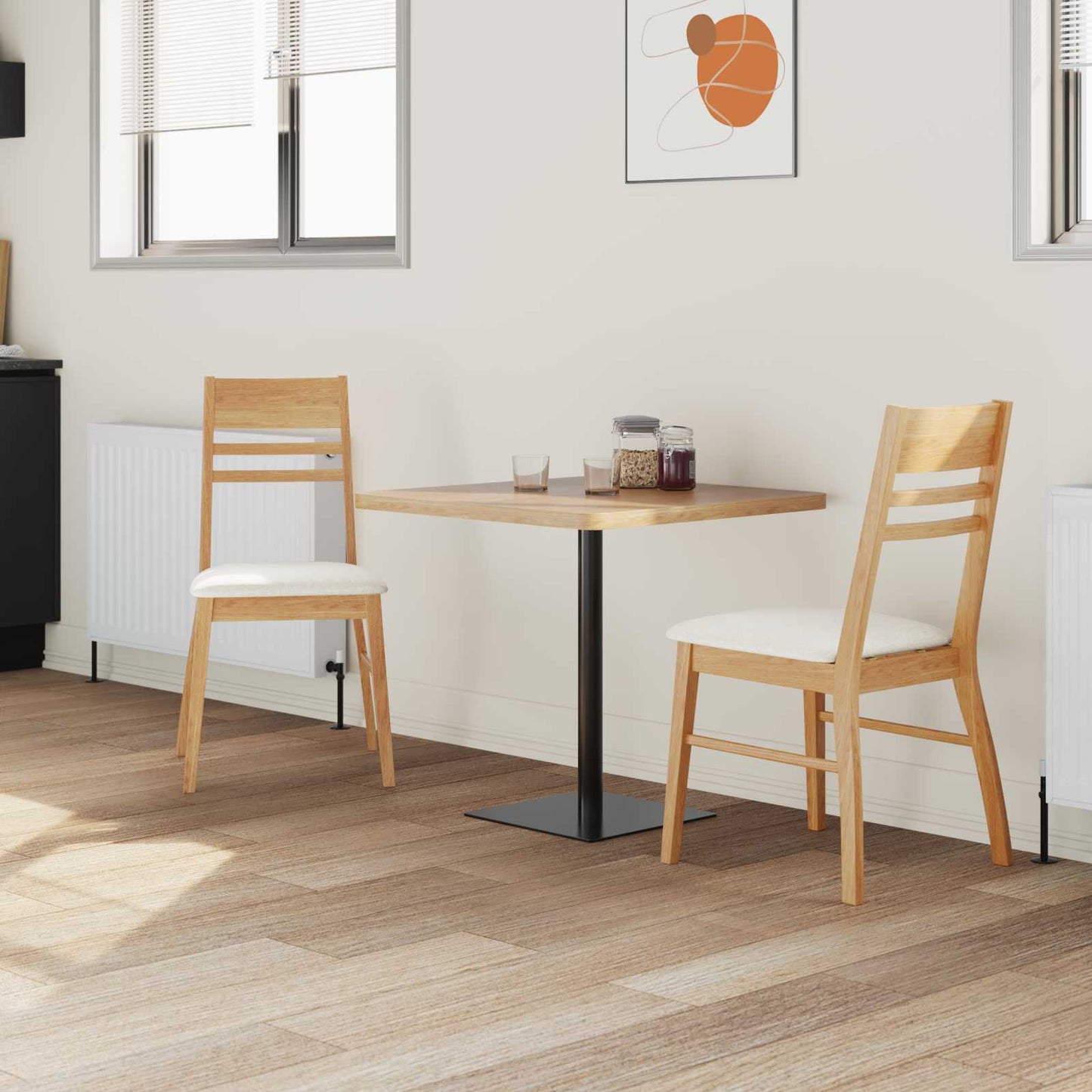 Dining Chairs 2 pcs Solid Rubber Wood Natural 43 x 54 x 89 cm