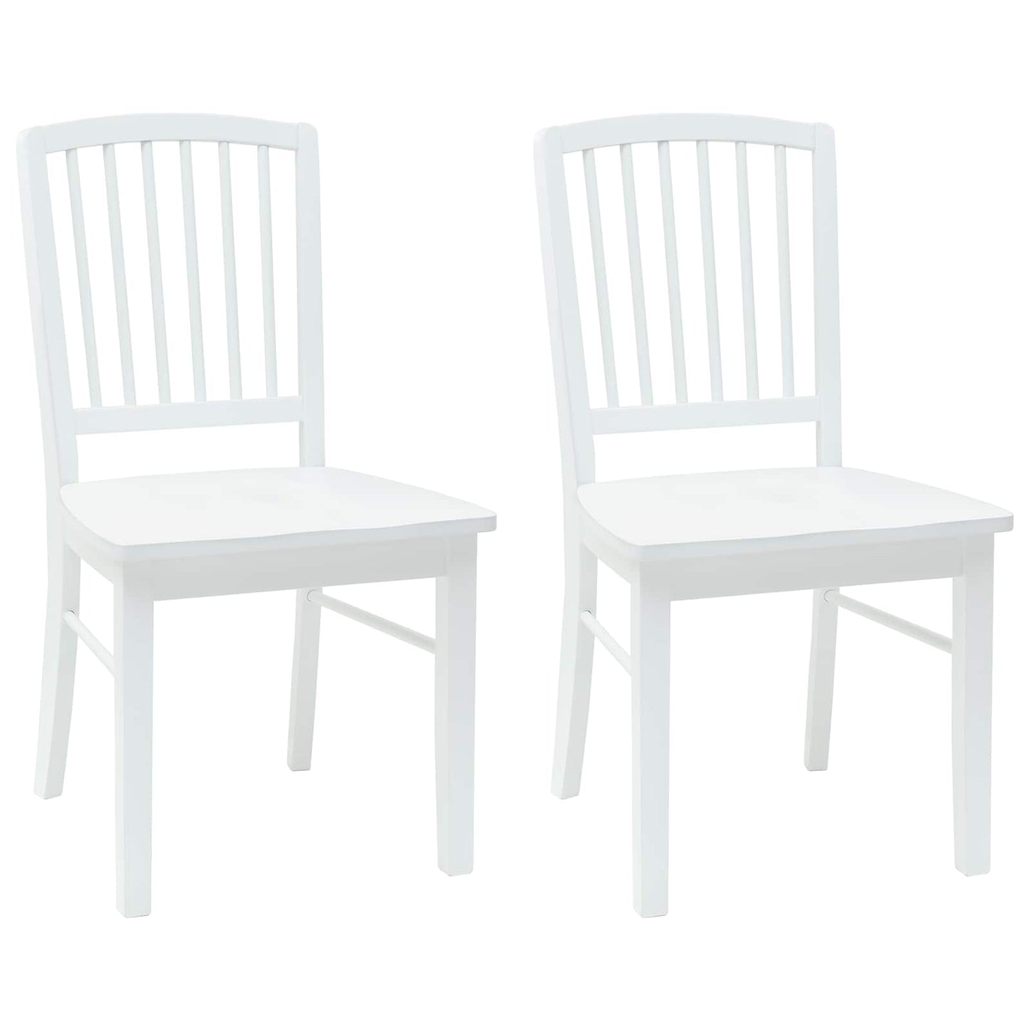 Dining Chairs 2 pcs Solid Rubber Wood White 50 x 52.5 x 91 cm