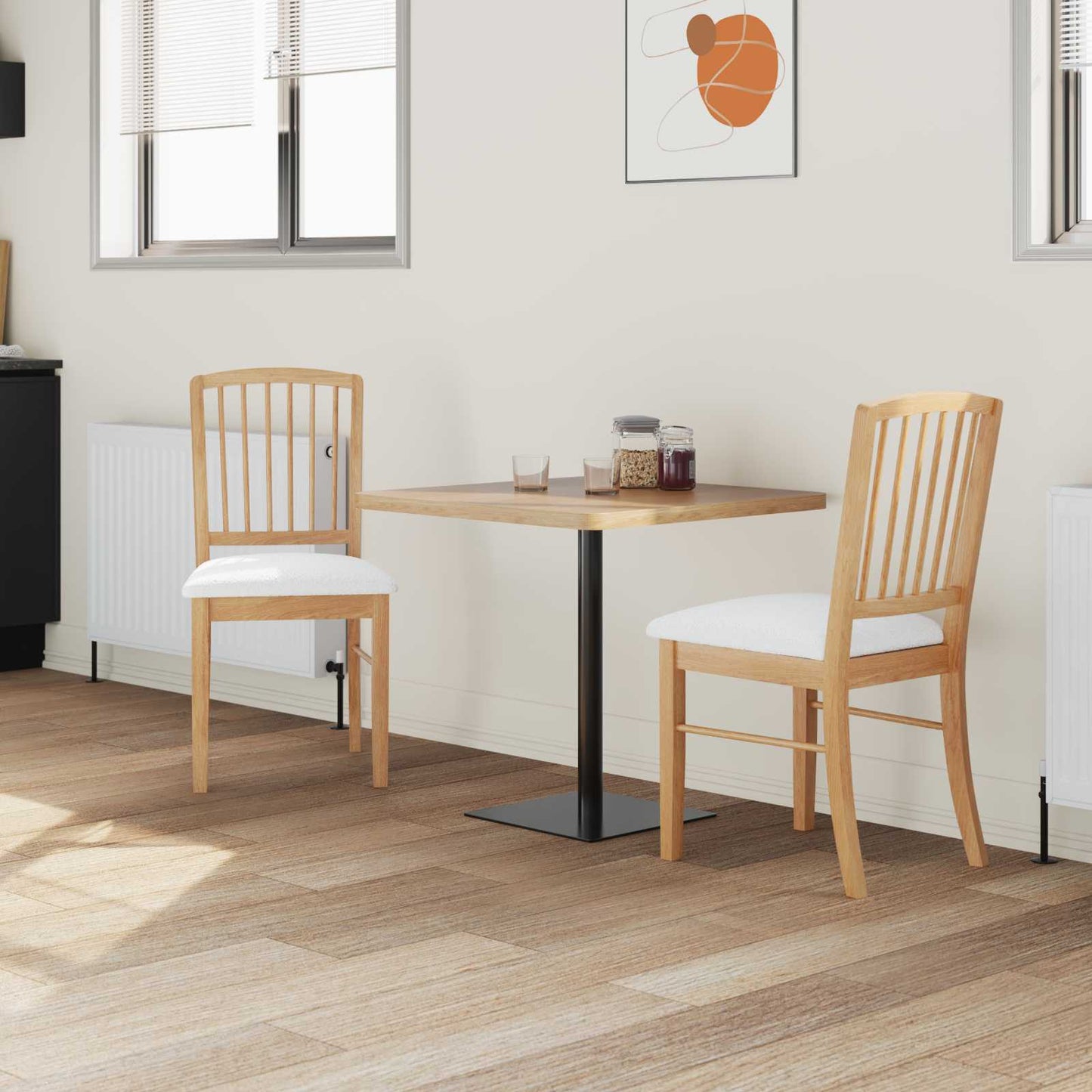 Dining Chairs 2 pcs Solid Rubber Wood Natural 50 x 52.5 x 91 cm
