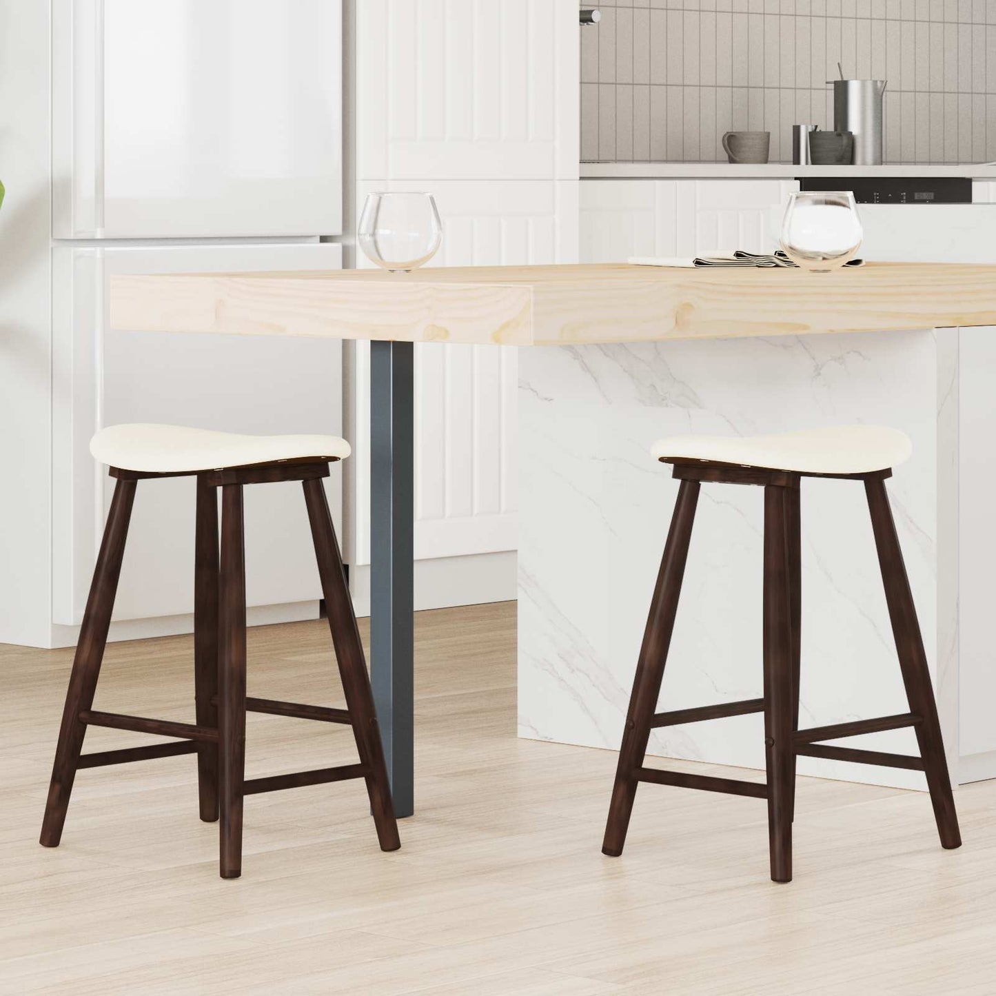Dining Chairs 2 pcs Solid Rubber Wood Light Brown