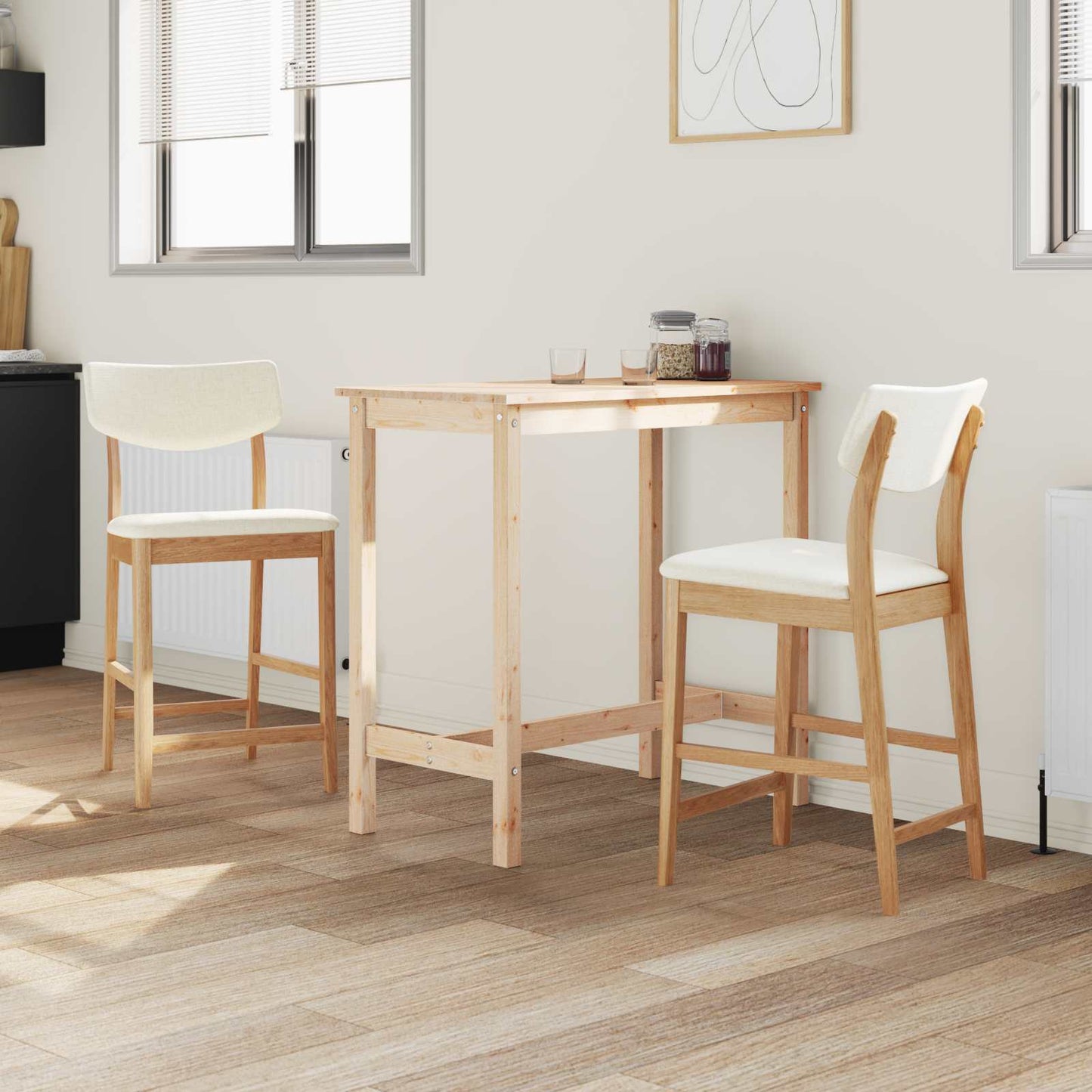 Dining Chairs 2 pcs Solid Rubber Wood Natural 48 x 49 x 95 cm