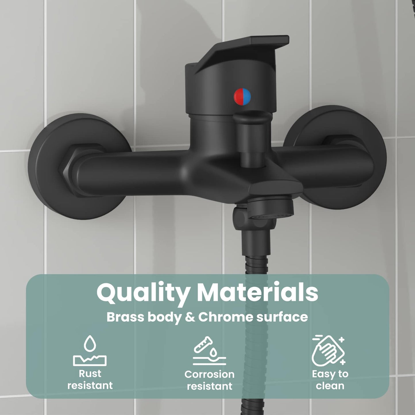 Shower Mixer Tap Black G 1/2 inches