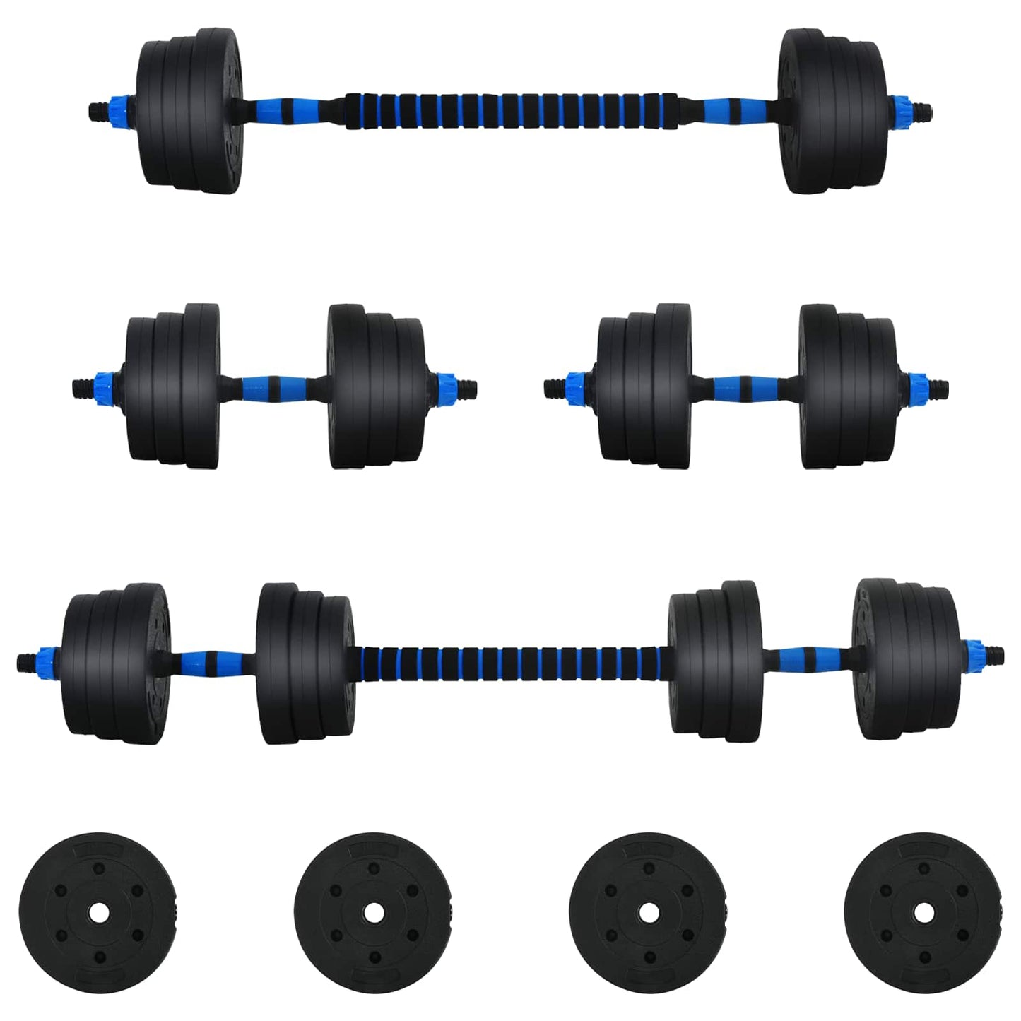 2-in-1 Dumbbell Set 30kg Black and Blue