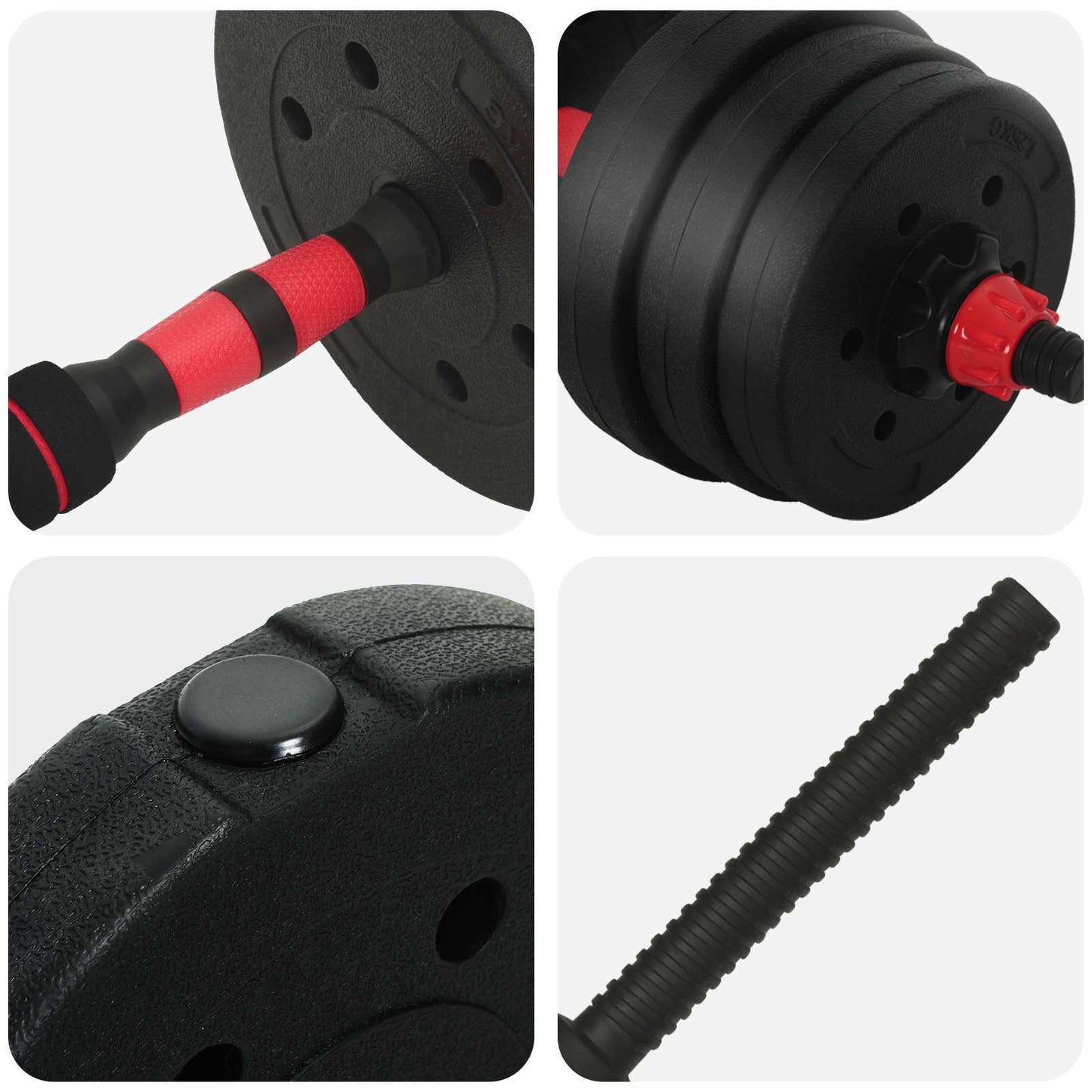 4-in-1 Dumbbell Set 30kg Black and Red