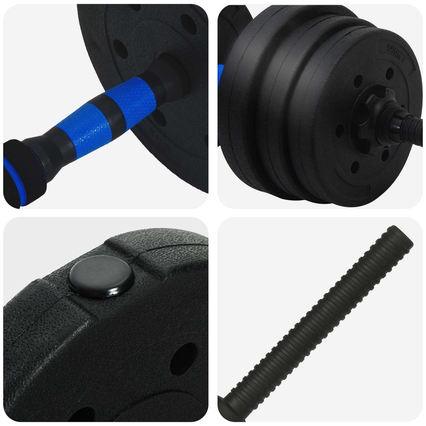 4-in-1 Dumbbell Set 30kg Black and Blue