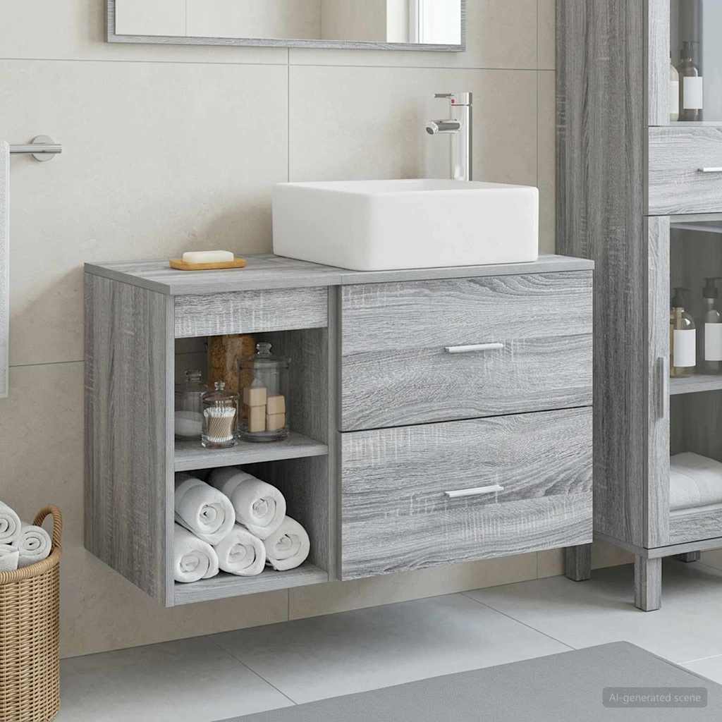 Bathroom Furniture Set 2 pcs Grey Sonoma Engineered Wood