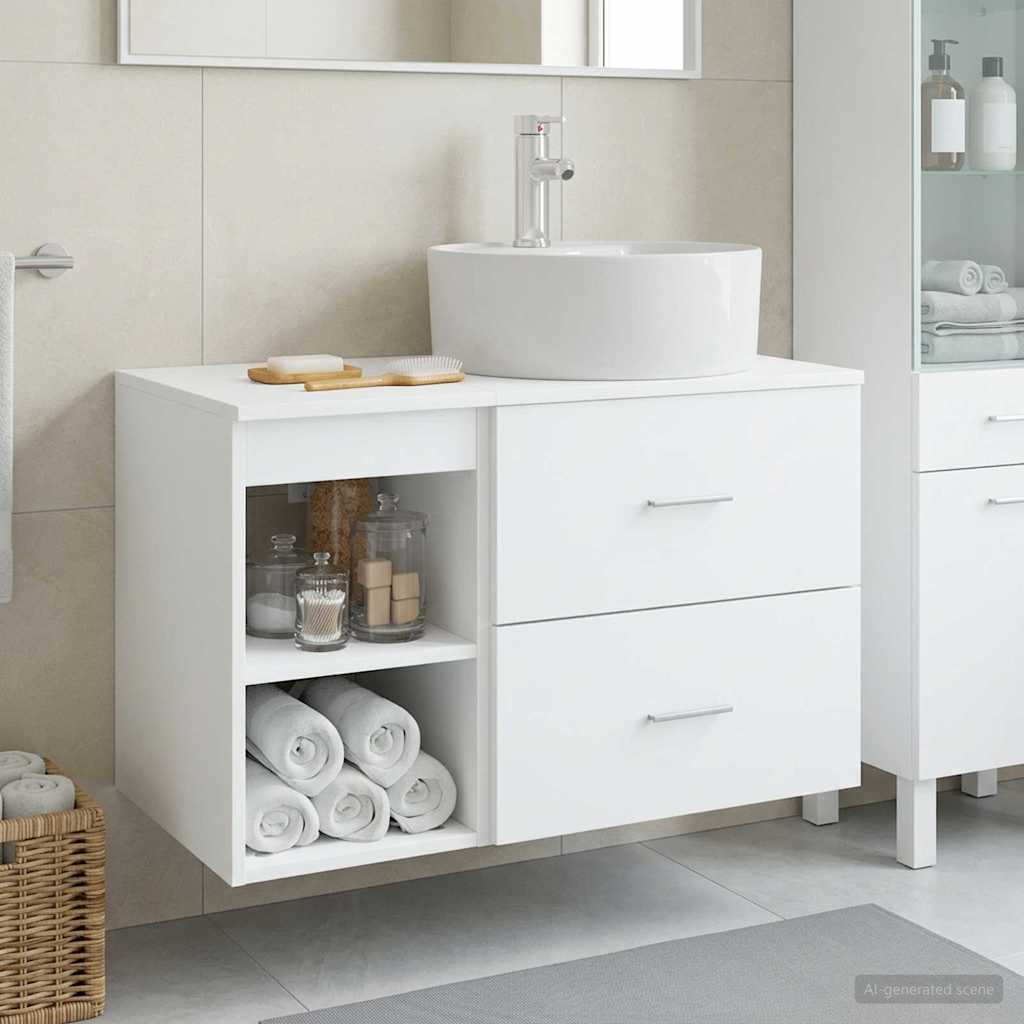 Bathroom Furniture Set 2 pcs White Engineered Wood
