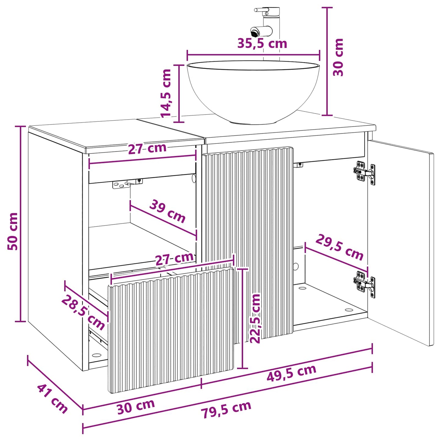 Bathroom Furniture Set 2 pcs Black Engineered Wood