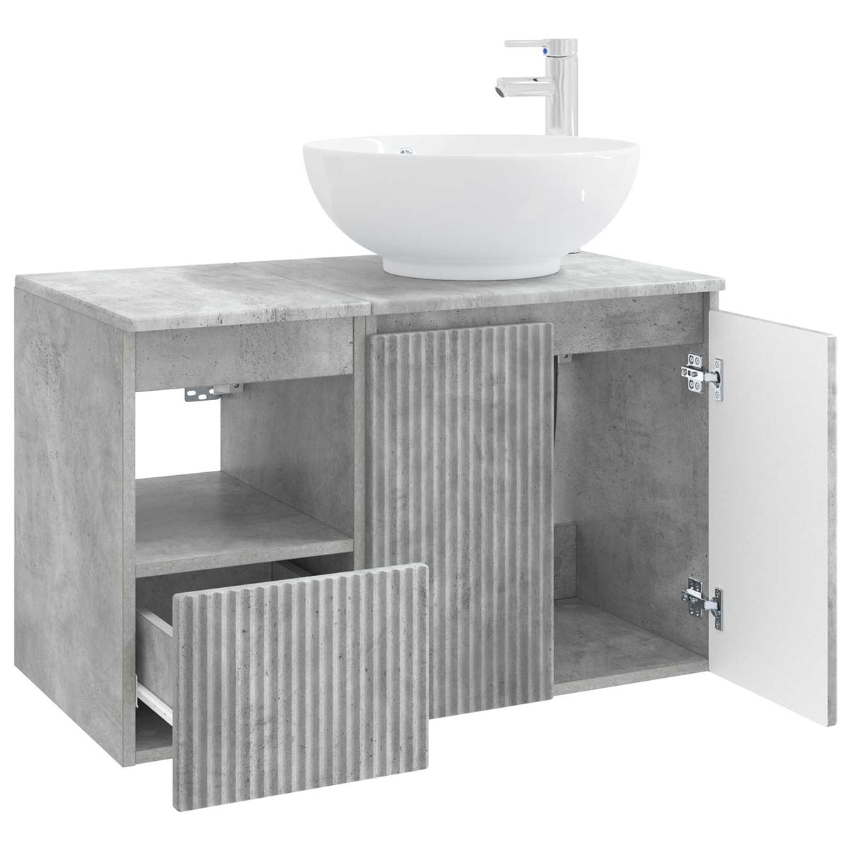 Bathroom Cabinet Set 2 pcs Concrete Grey 79.5 x 44.5 x 80 cm