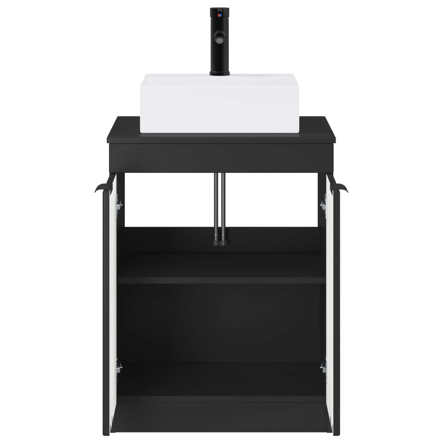 Bathroom Furniture Set Black Engineered Wood