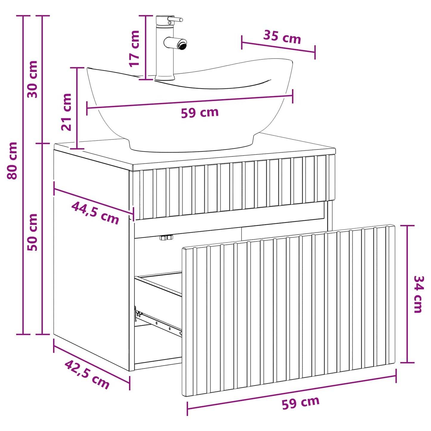 Bathroom Furniture Set White Engineered Wood