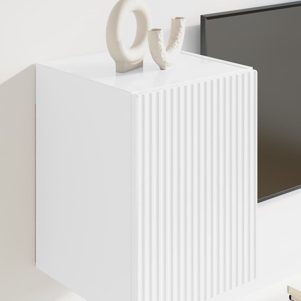 TV Wall Cabinet 2 pcs Gloss White Engineered Wood