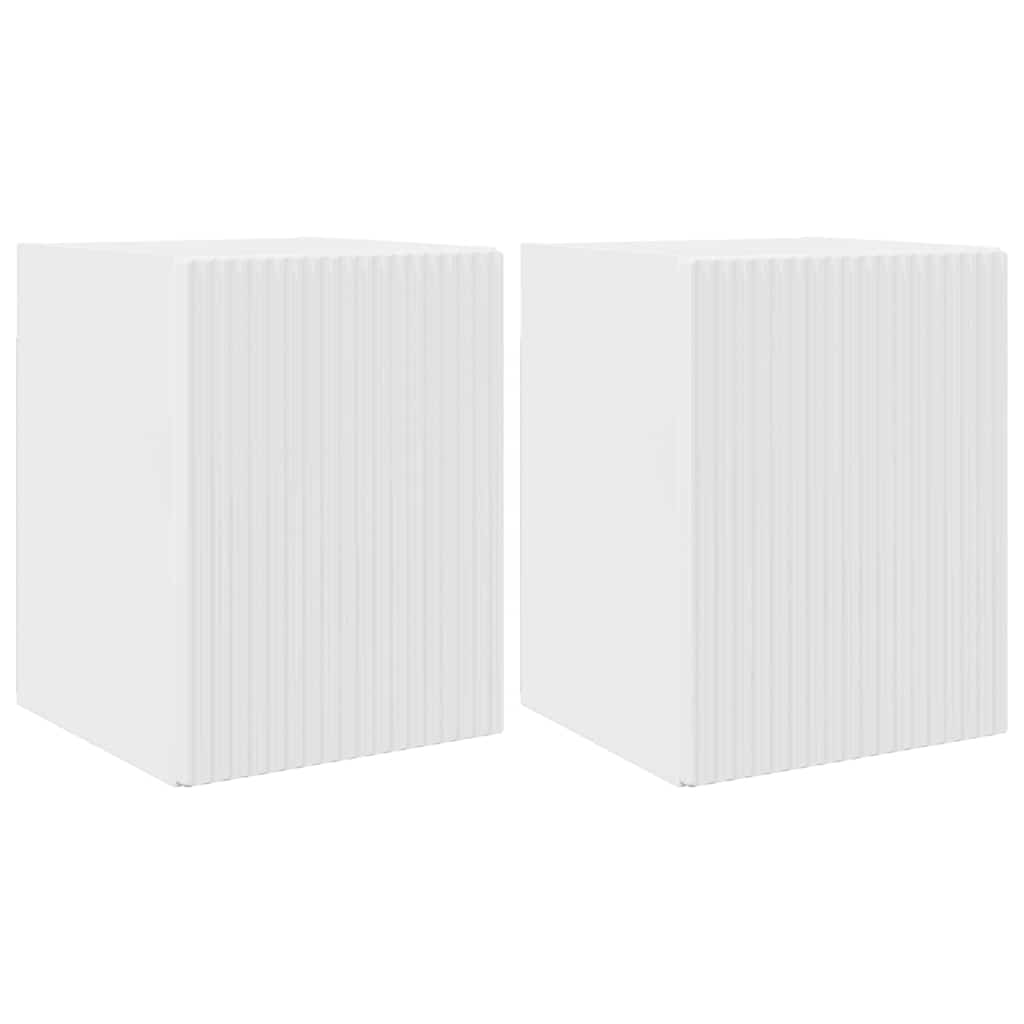 TV Wall Cabinet 2 pcs Gloss White Engineered Wood