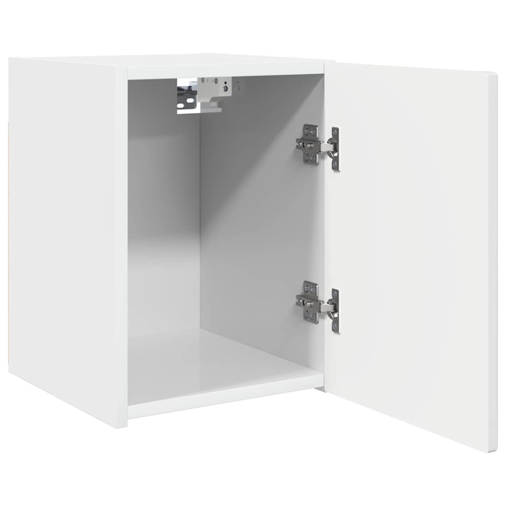 TV Wall Cabinet 2 pcs Gloss White Engineered Wood