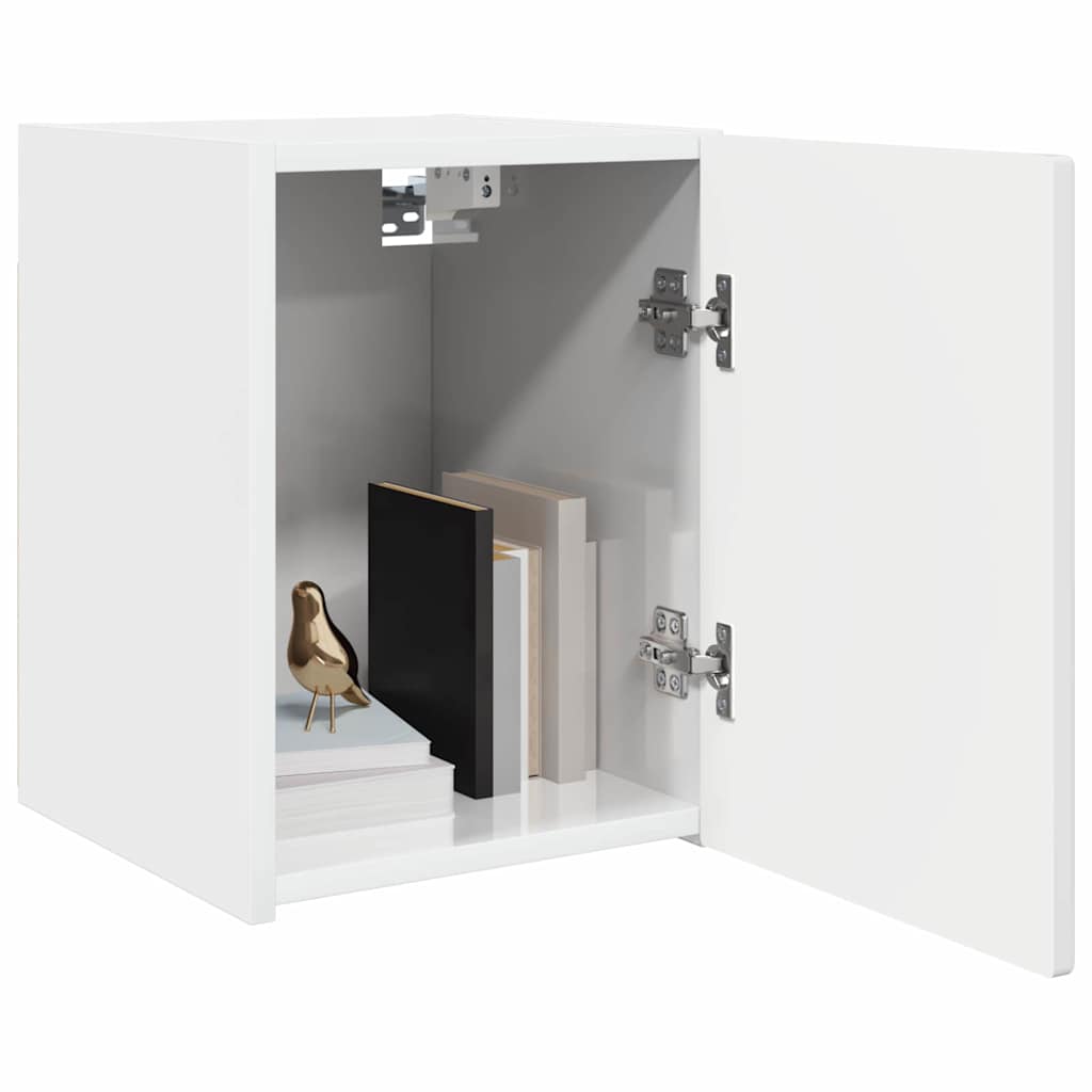 TV Wall Cabinet 2 pcs Gloss White Engineered Wood