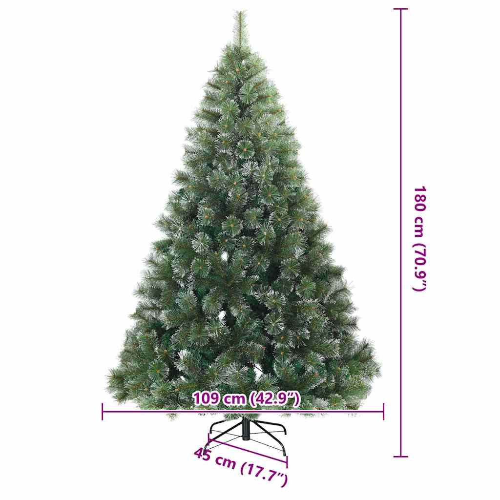 Artificial Hinged Christmas Tree Snow Flocked White and Green