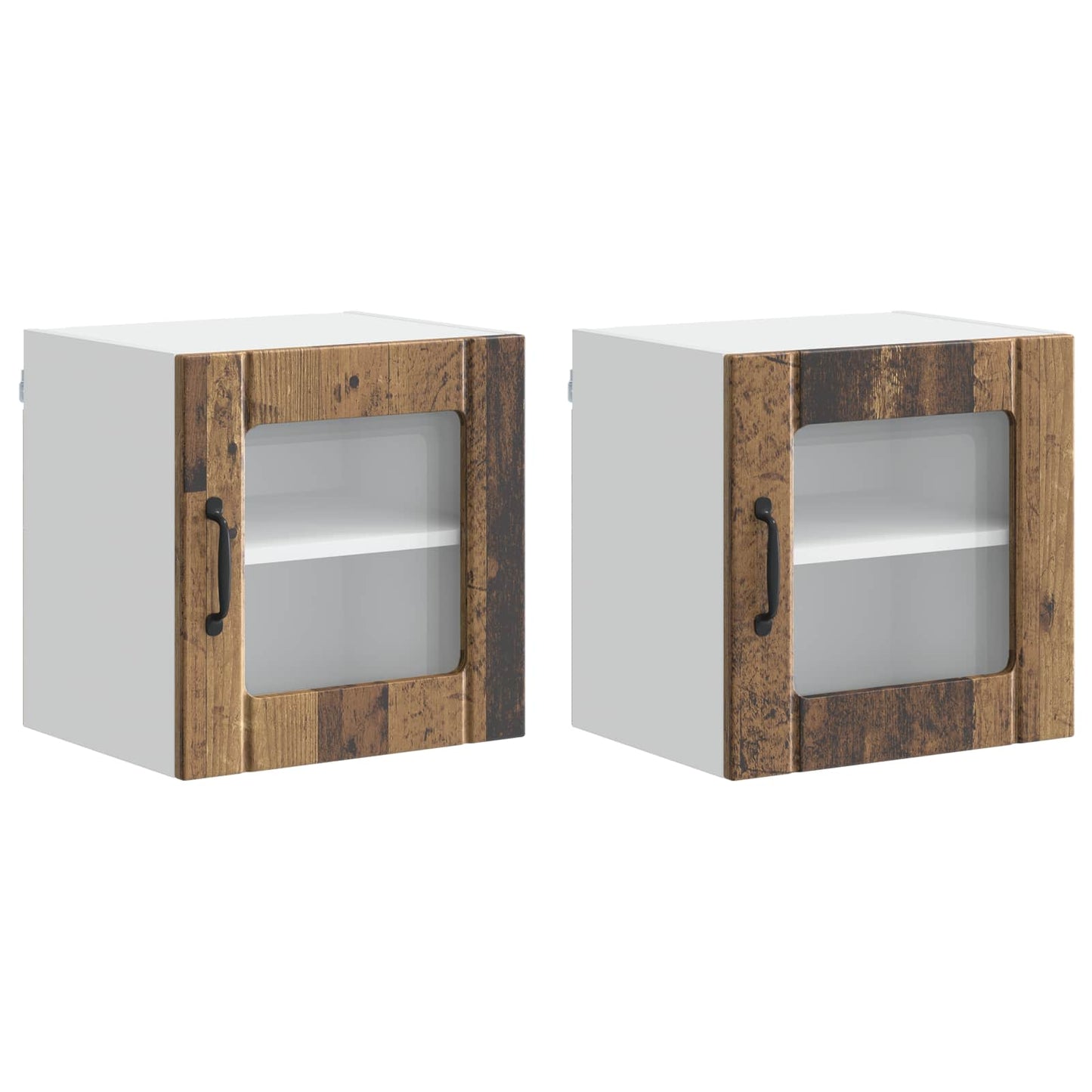 Wall Glass Cabinet LUCCA 2 pcs Old Wood Engineered Wood