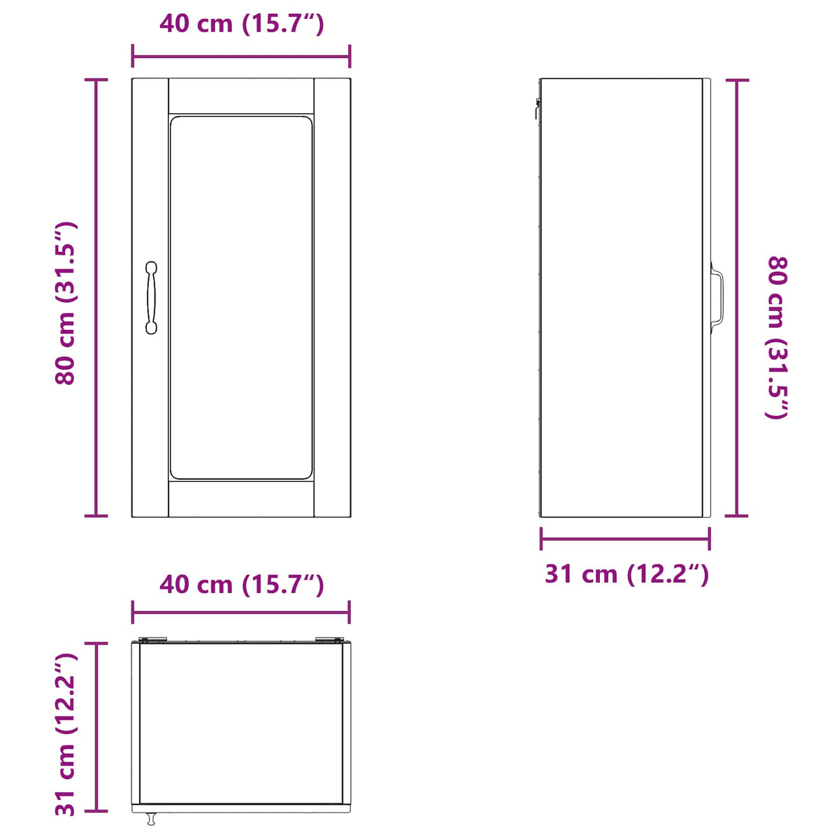 Wall Glass Cabinet LUCCA 2 pcs Grey Sonoma 40 x 31 x 80 cm