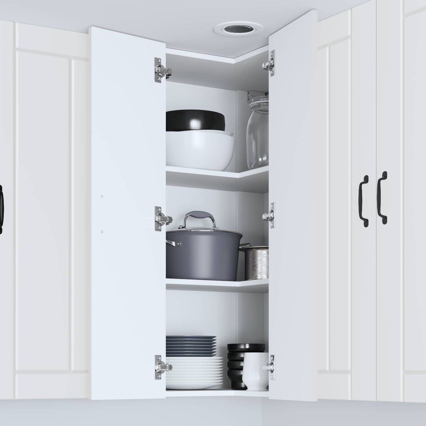 Wall Corner Cabinet LUCCA White 57 x 57 x 100 cm