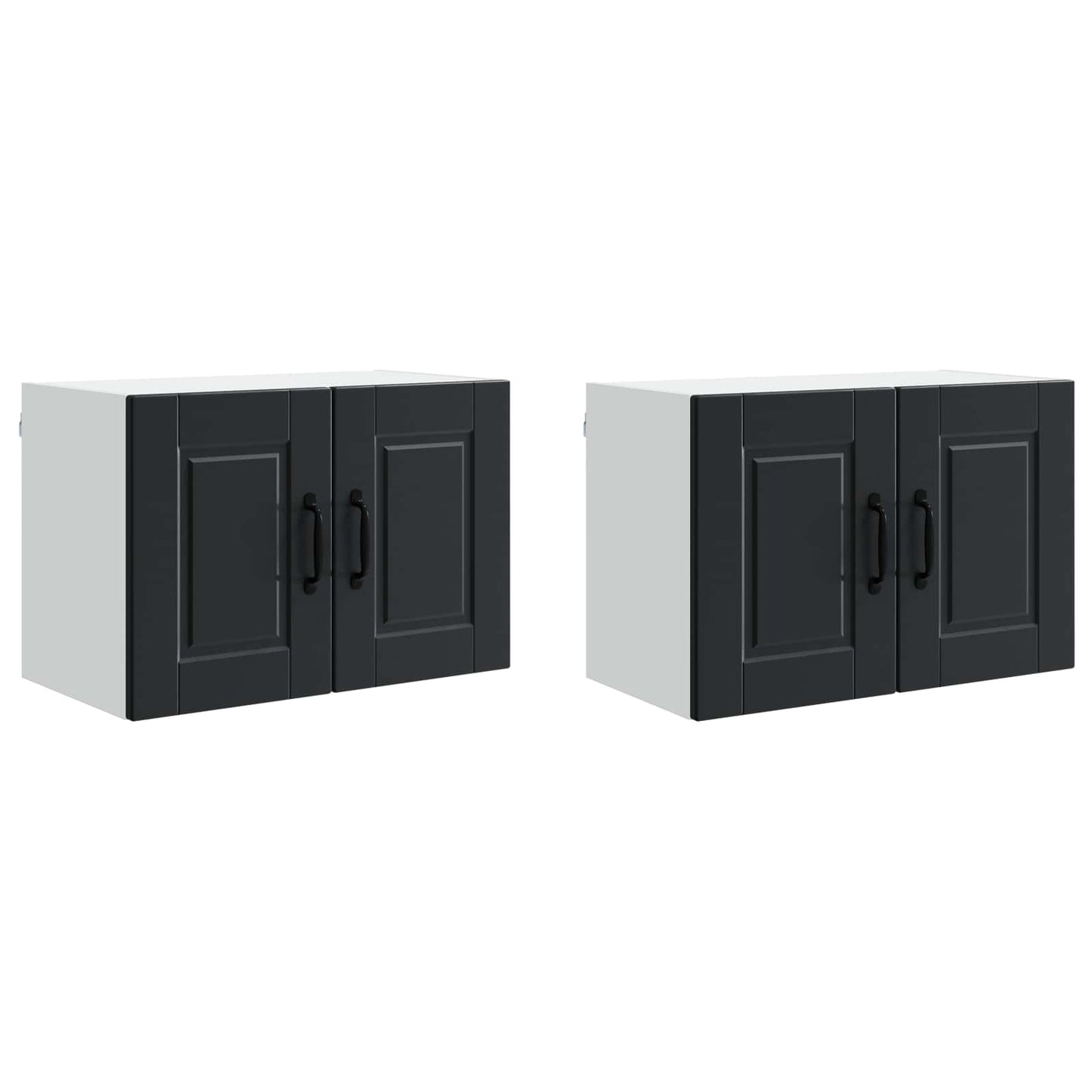 Wall Cabinet PORTO 2 pcs Black Engineered Wood